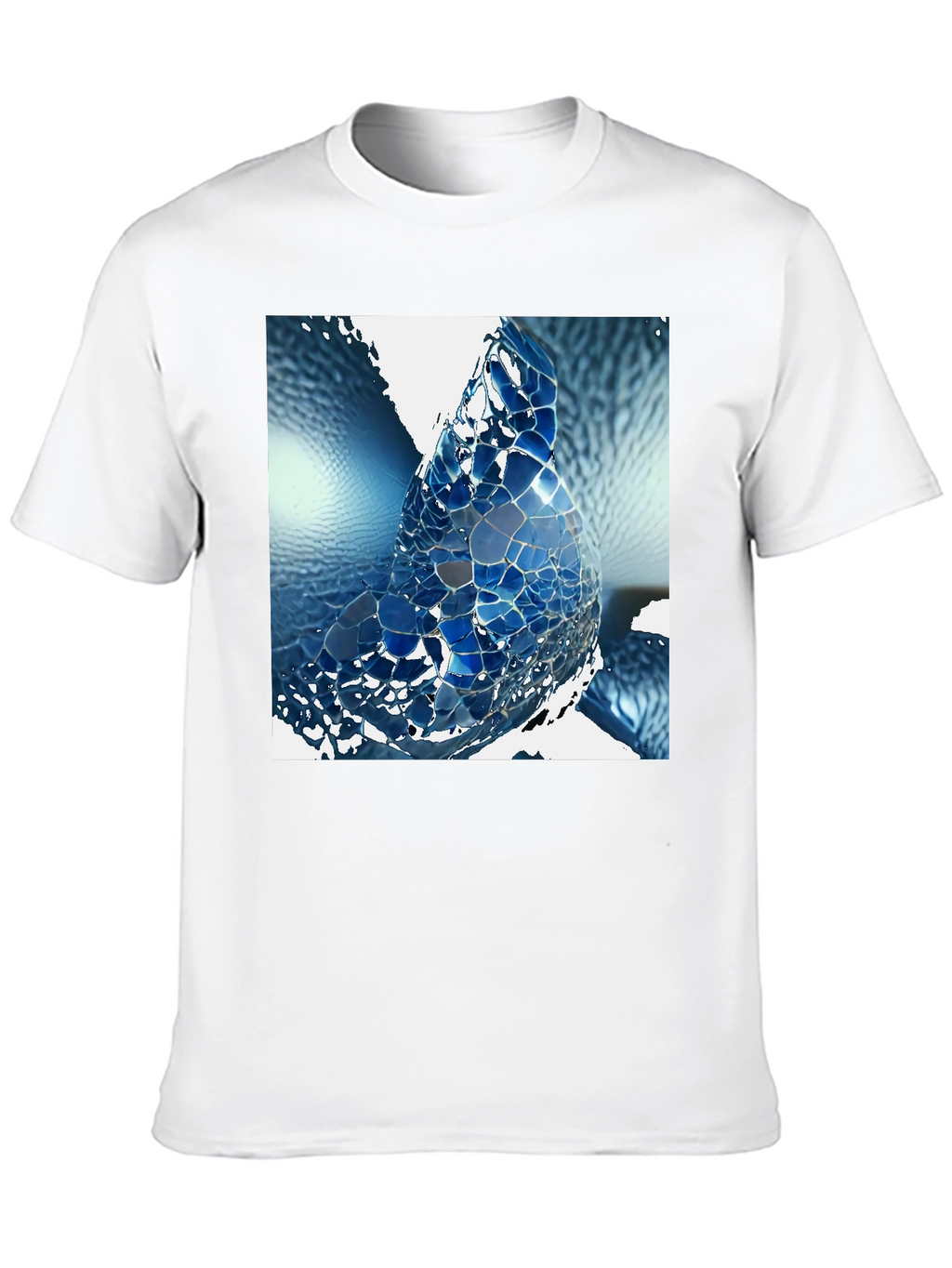 Abstract Blue Mosaic Design T-Shirt