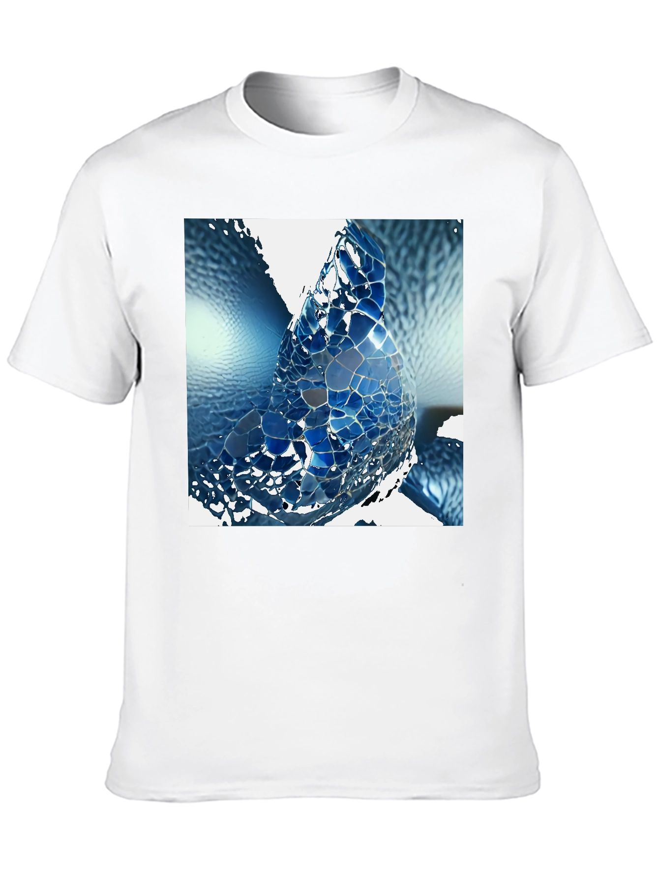 Abstract Blue Mosaic Design T-Shirt