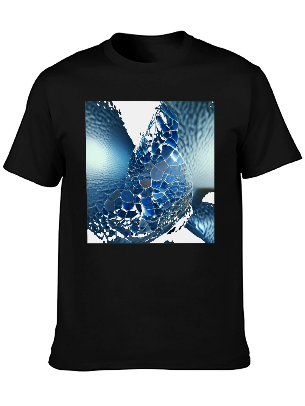 Abstract Blue Mosaic Design T-Shirt