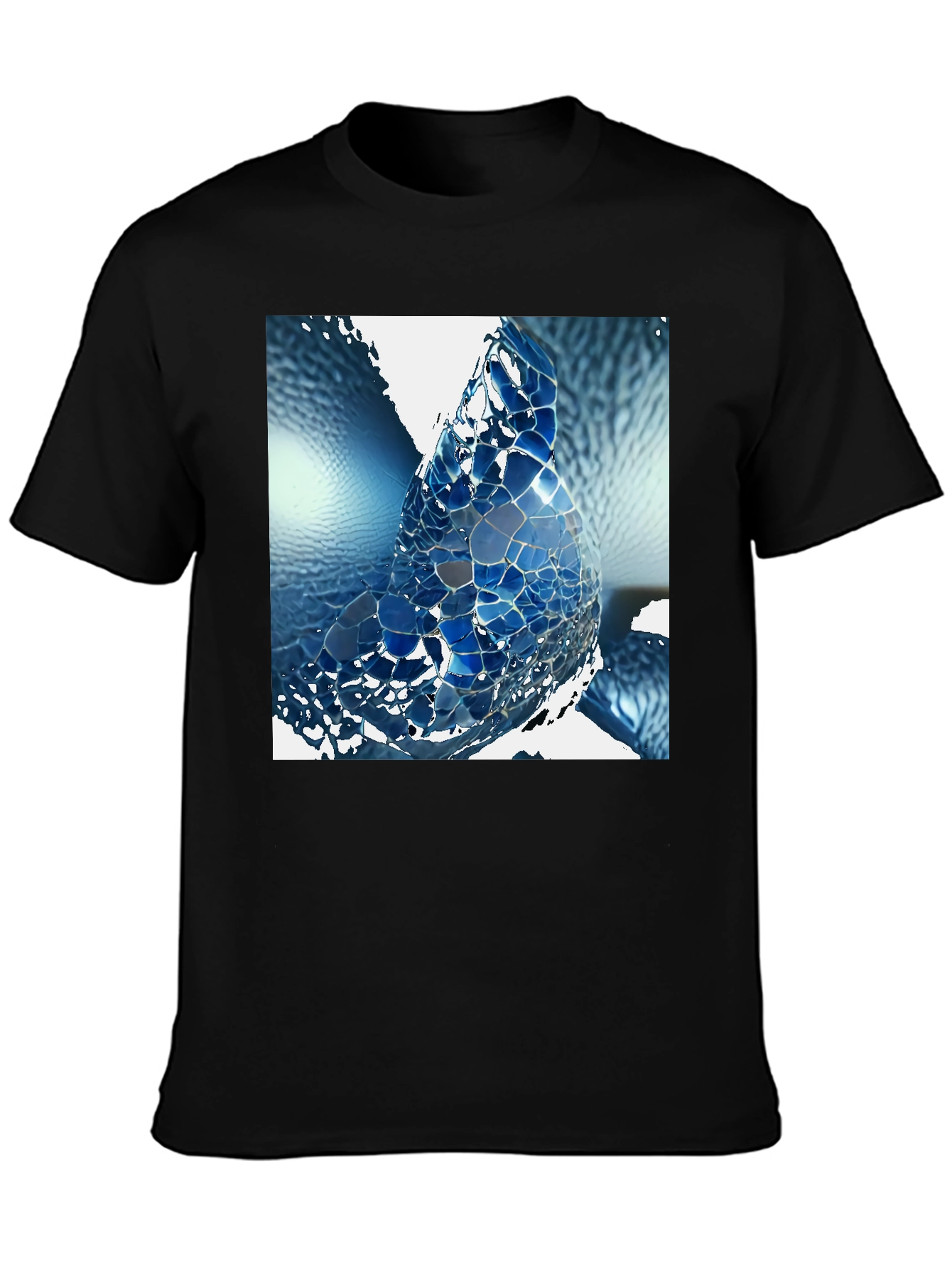 Abstract Blue Mosaic Design T-Shirt