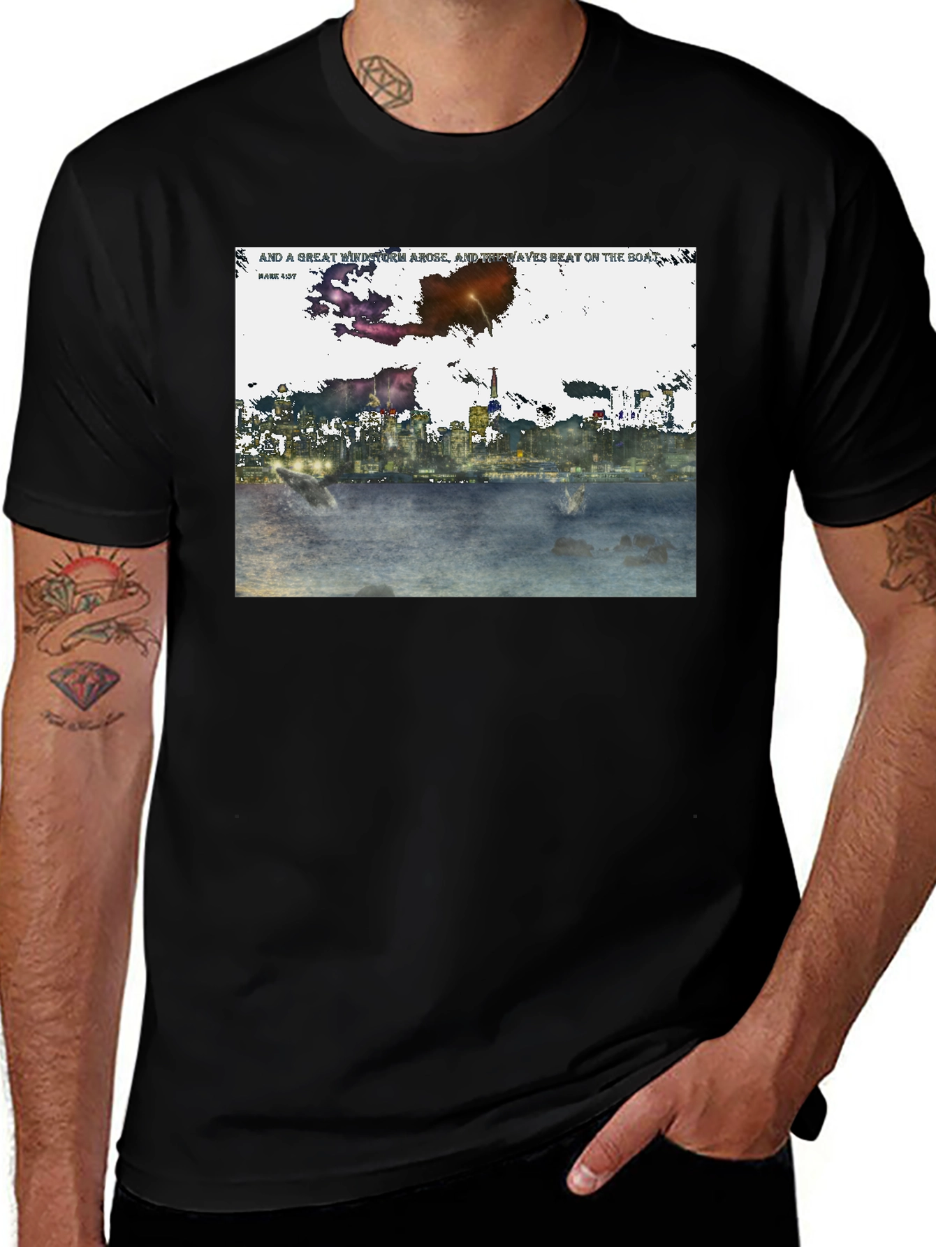 Abstract Cityscape Graphic T-Shirt