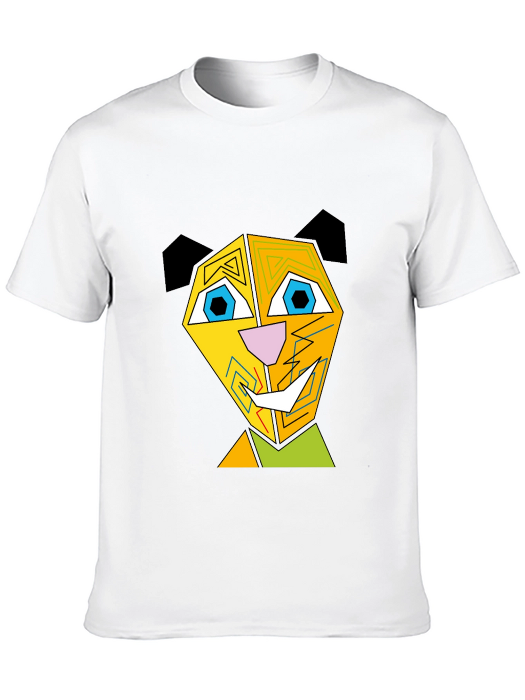 Abstract Geometric Animal Graphic Black T-Shirt