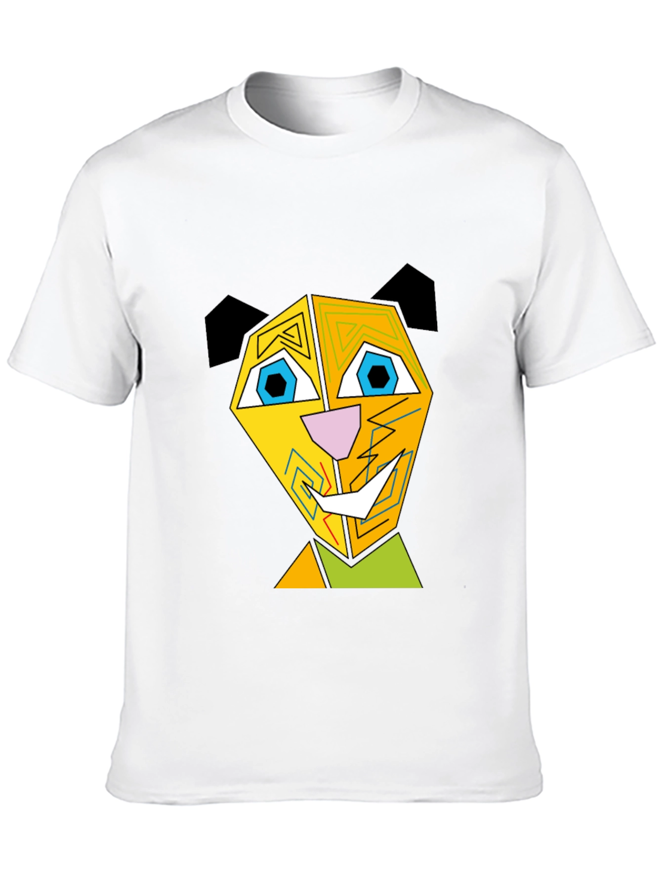 Abstract Geometric Animal Graphic Black T-Shirt