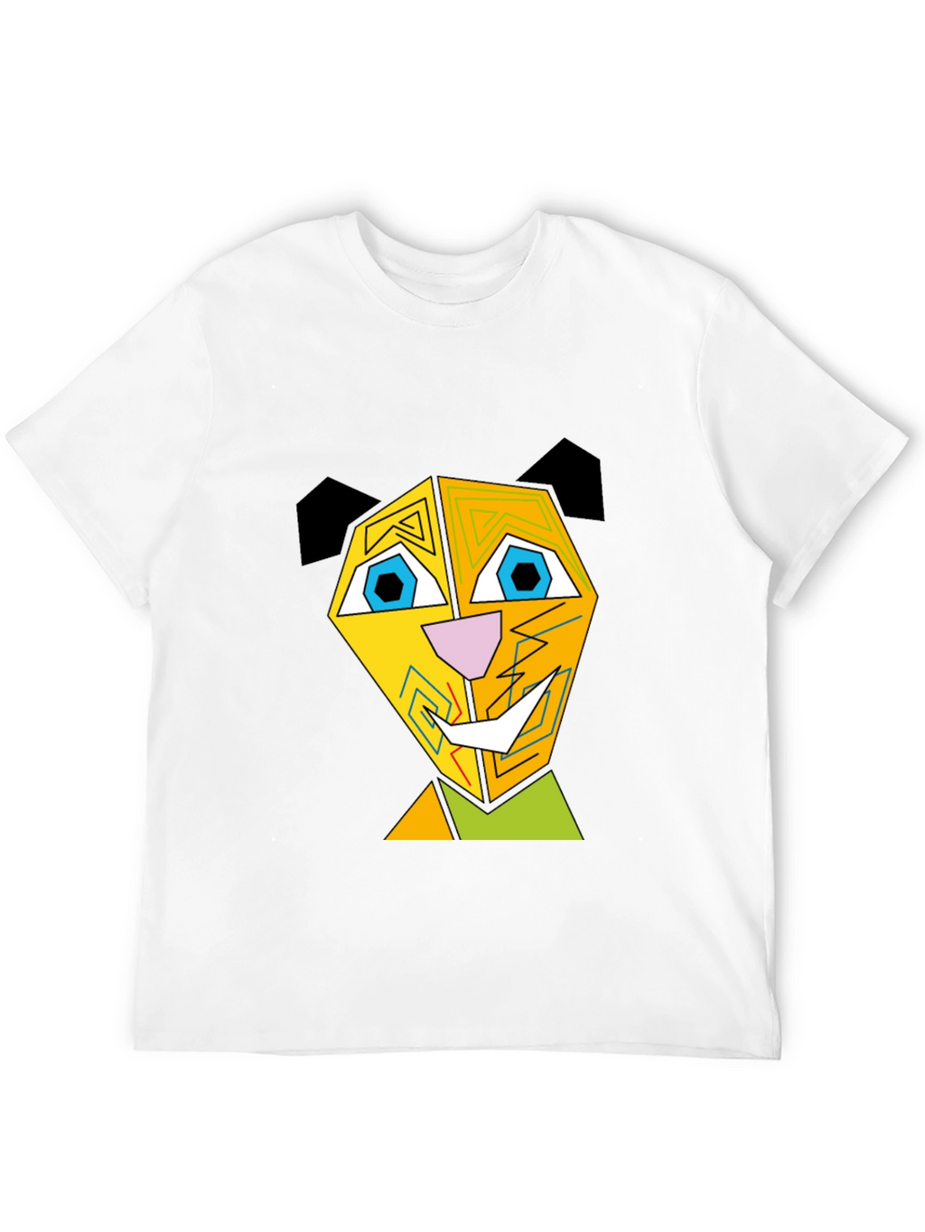 Abstract Geometric Animal Graphic Black T-Shirt
