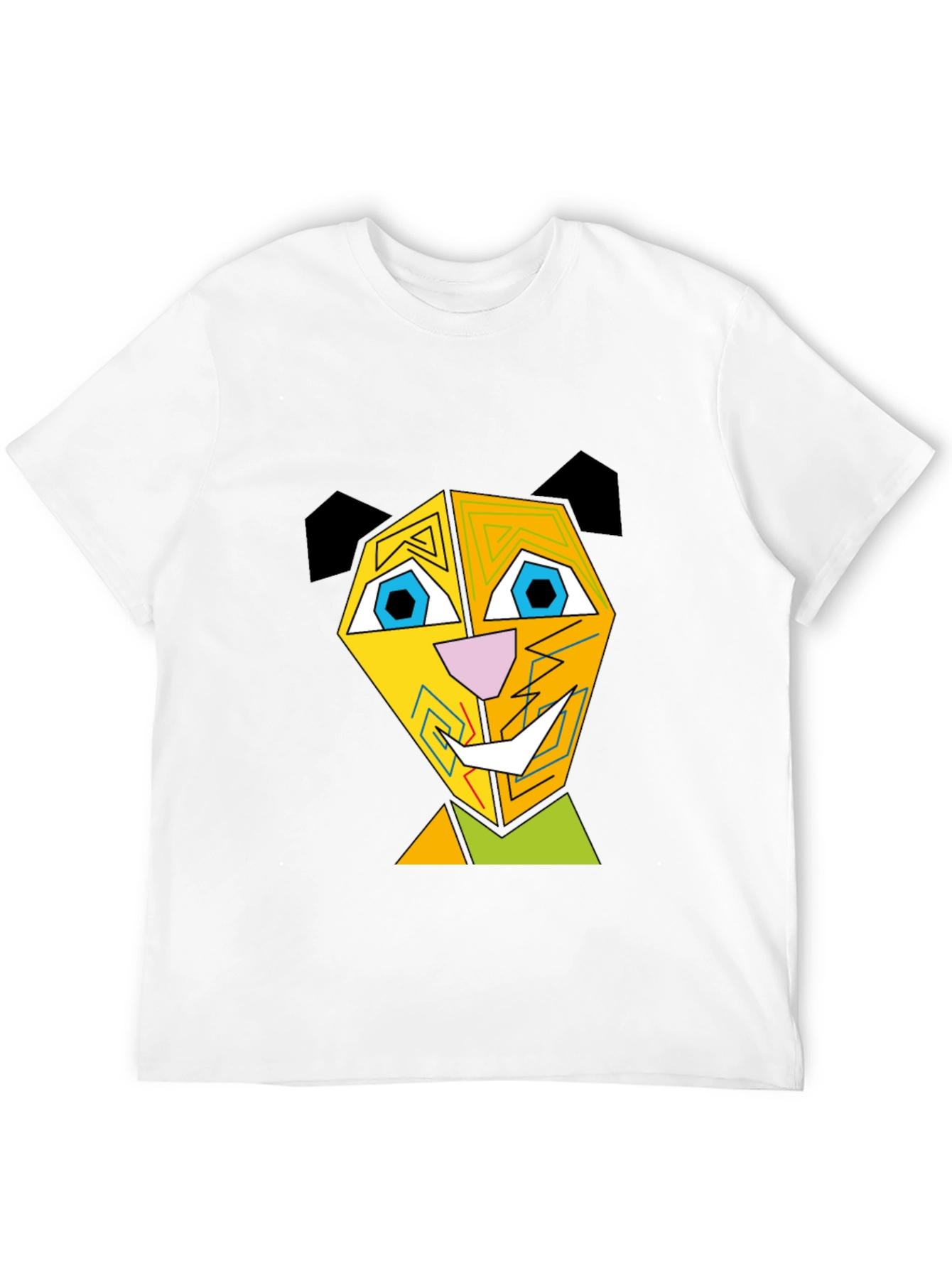 Abstract Geometric Animal Graphic Black T-Shirt