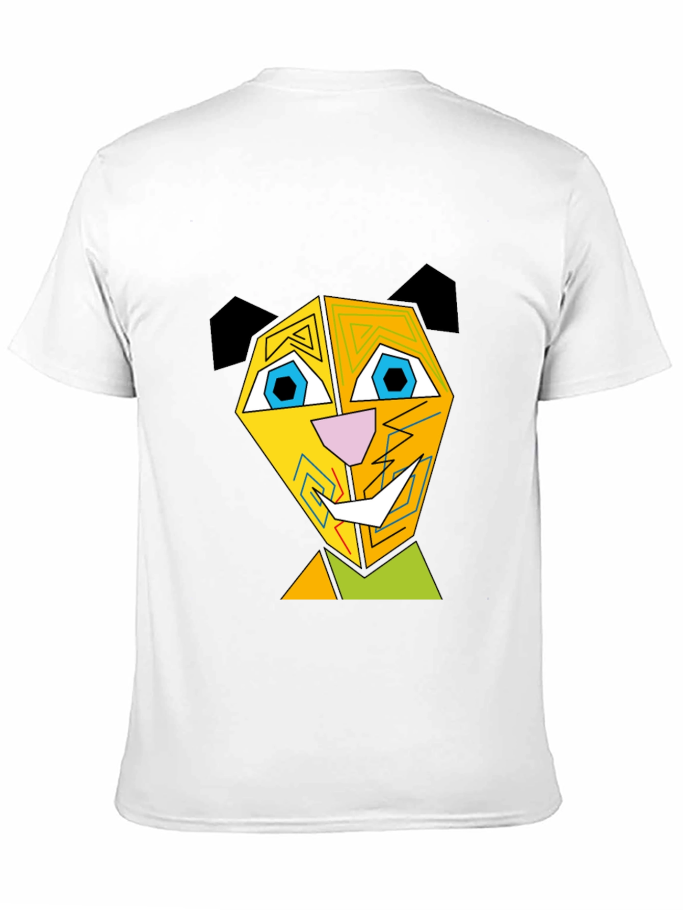 Abstract Geometric Animal Graphic Black T-Shirt