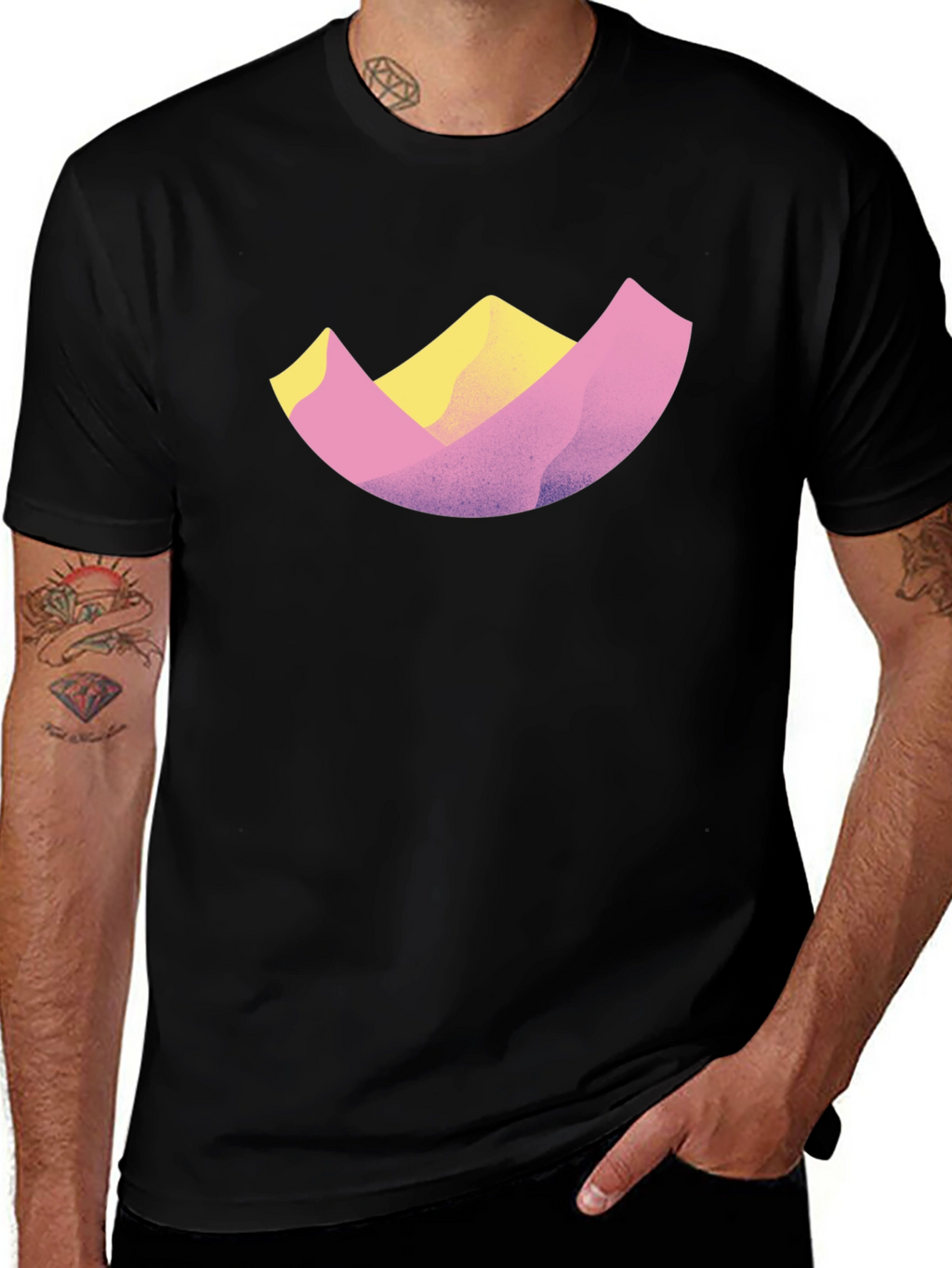 Abstract Mountain Design Black T-Shirt