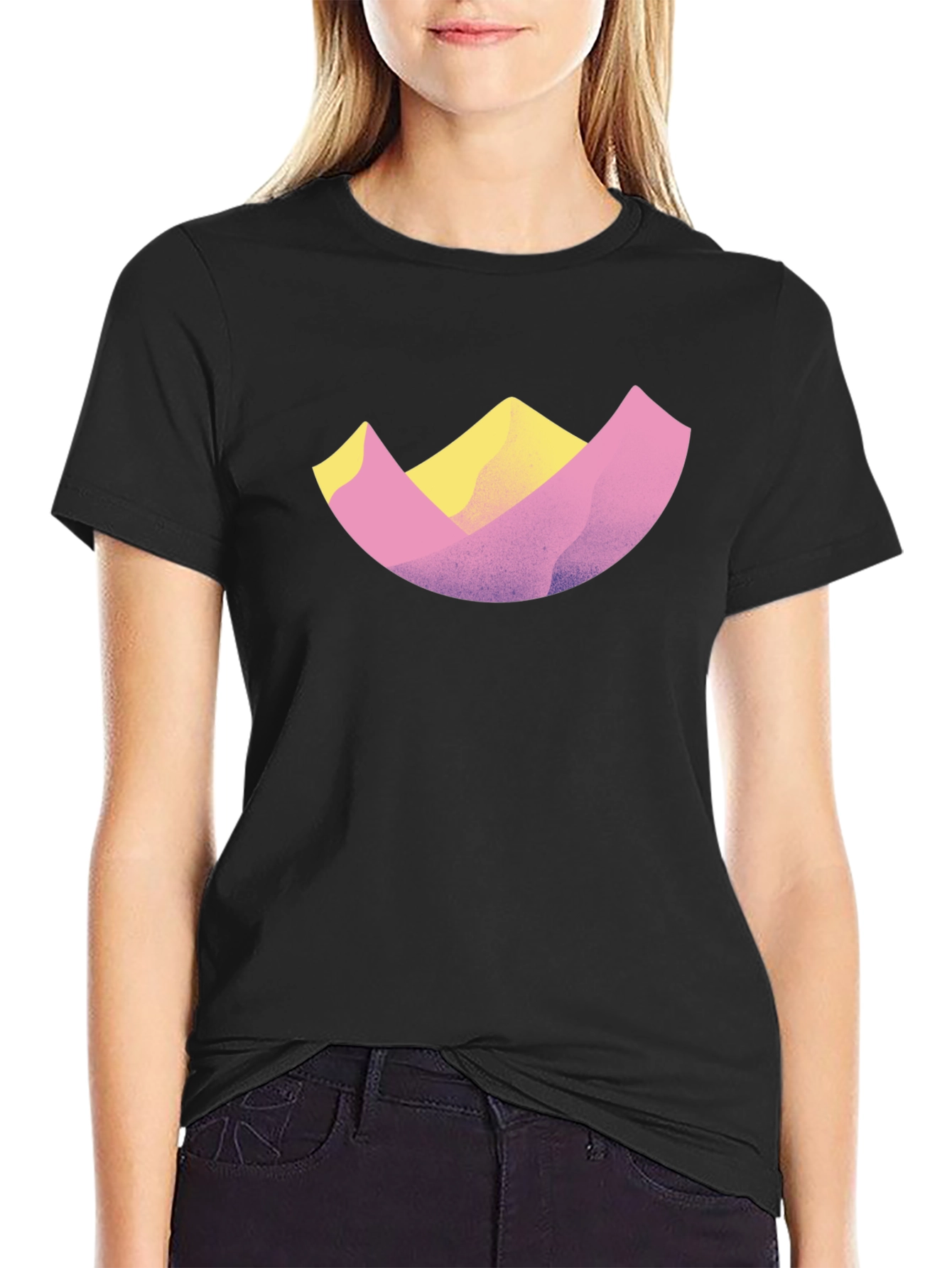Abstract Mountain Design Black T-Shirt