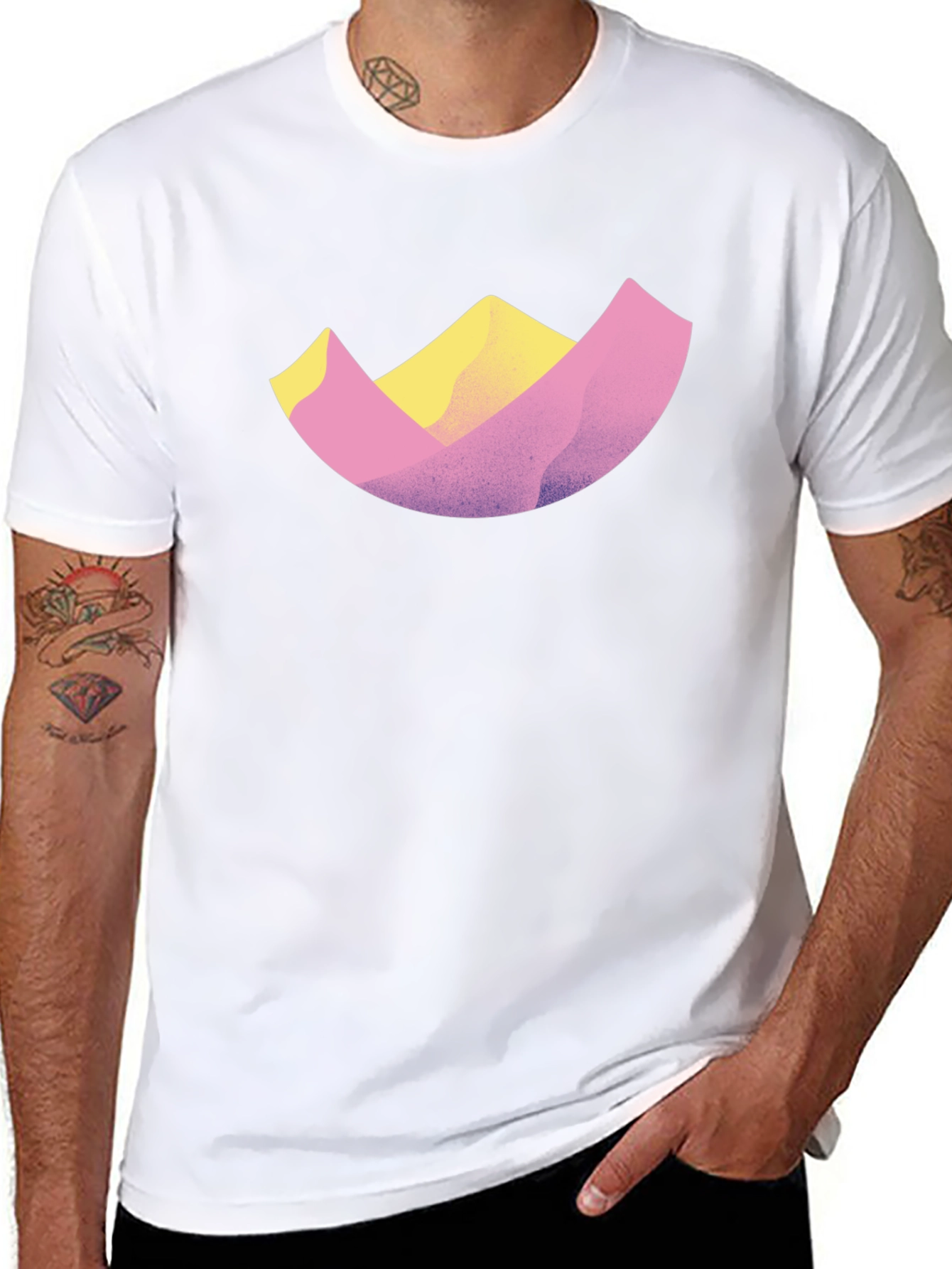 Abstract Mountain Design Black T-Shirt
