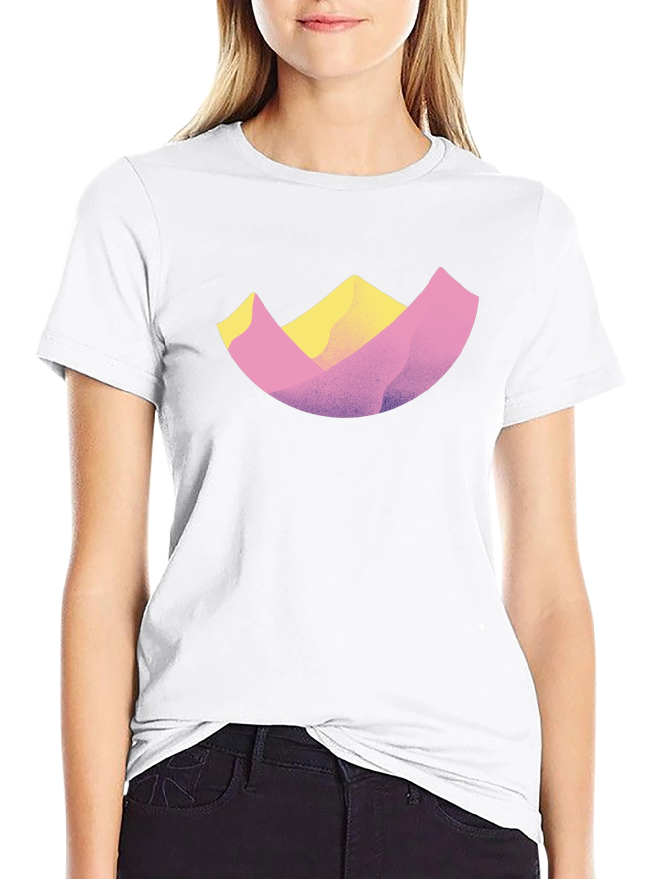 Abstract Mountain Design Black T-Shirt