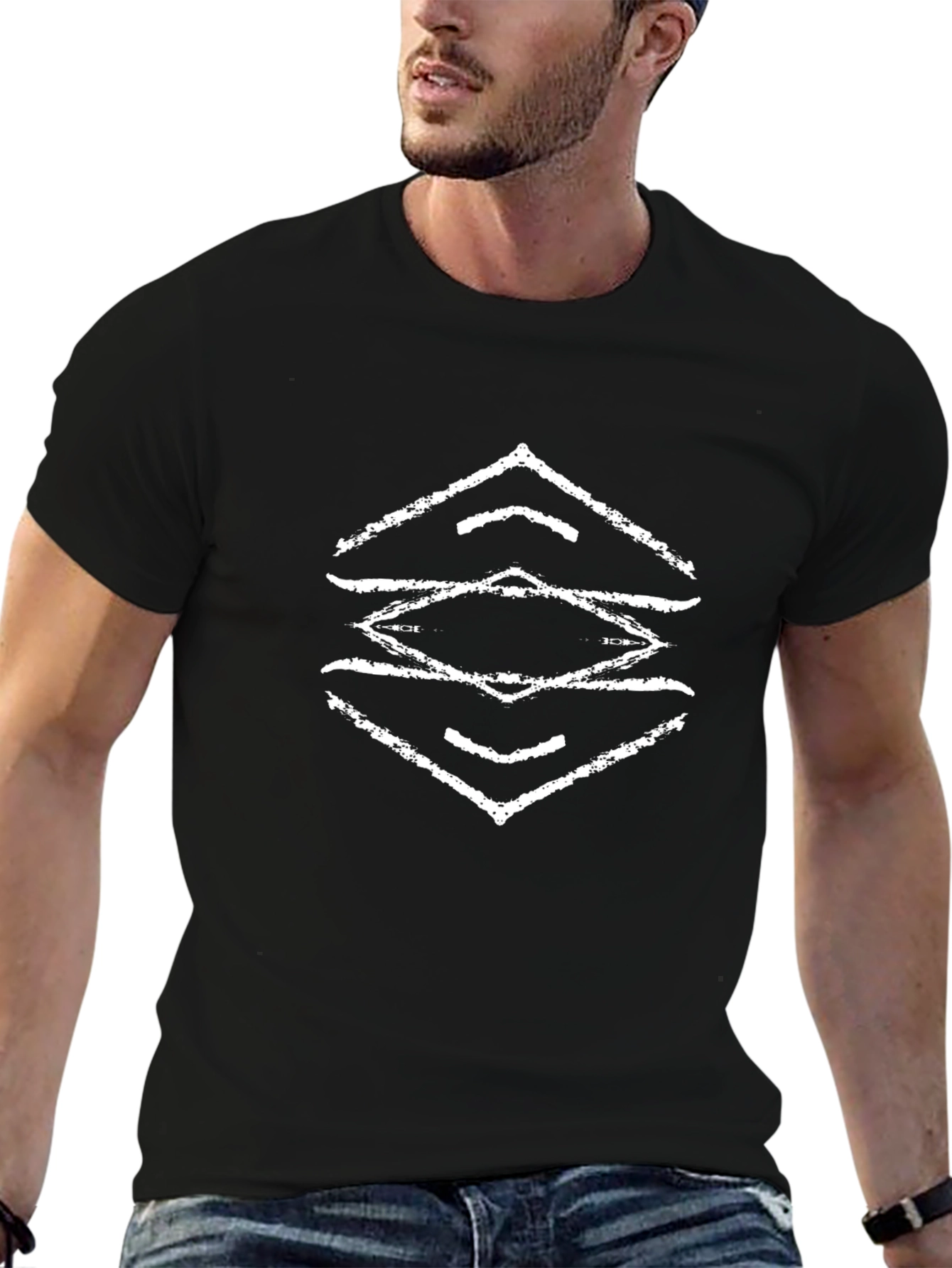 Abstract Graphic Tee - Black Cotton Blend
