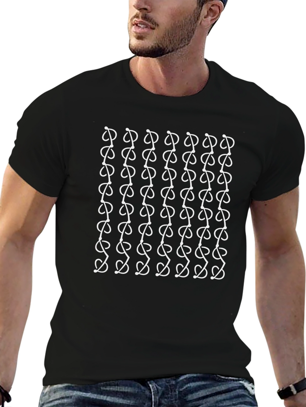Abstract Pattern Black Graphic Tee Shirt
