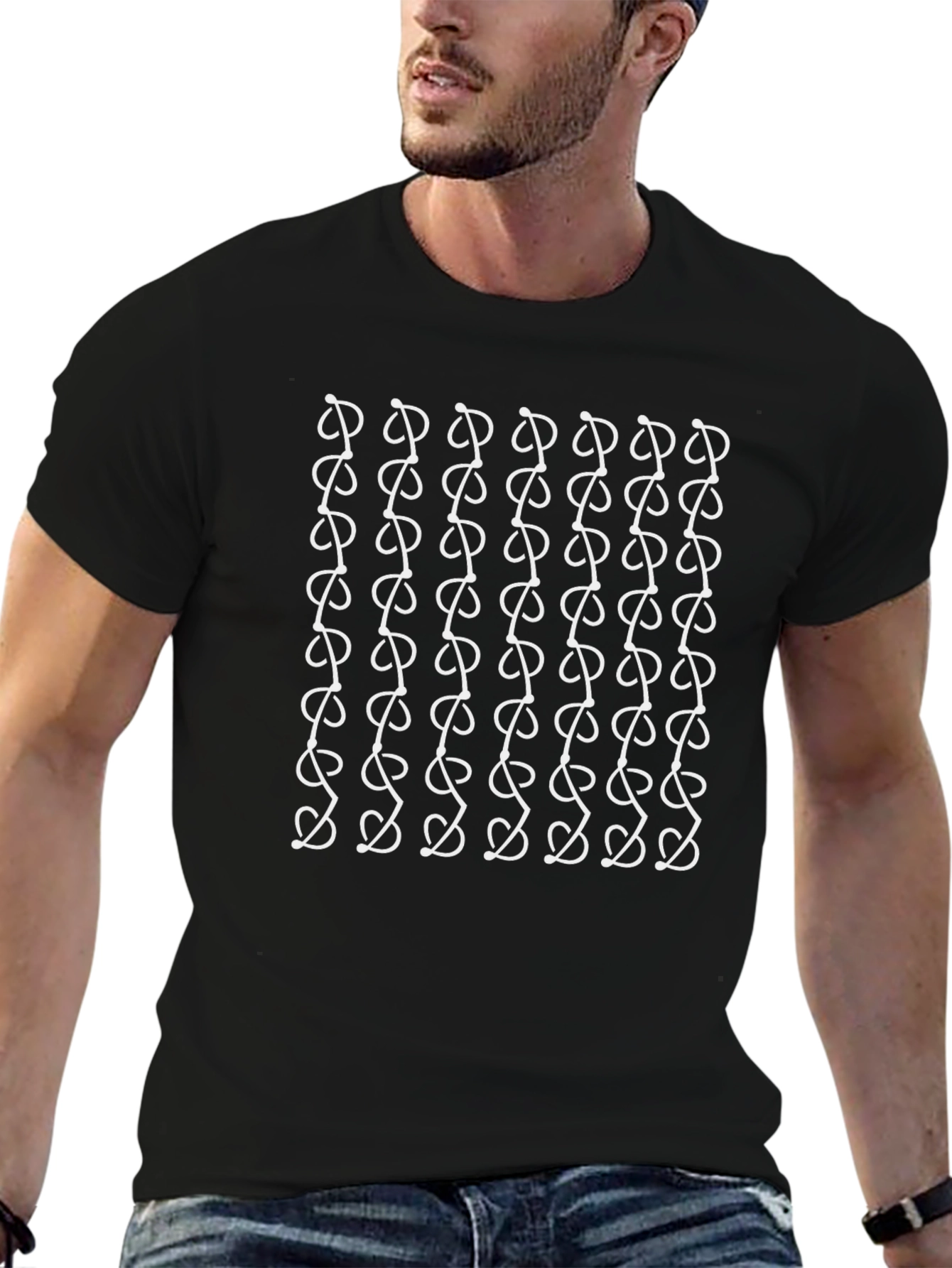 Abstract Pattern Black Graphic Tee Shirt
