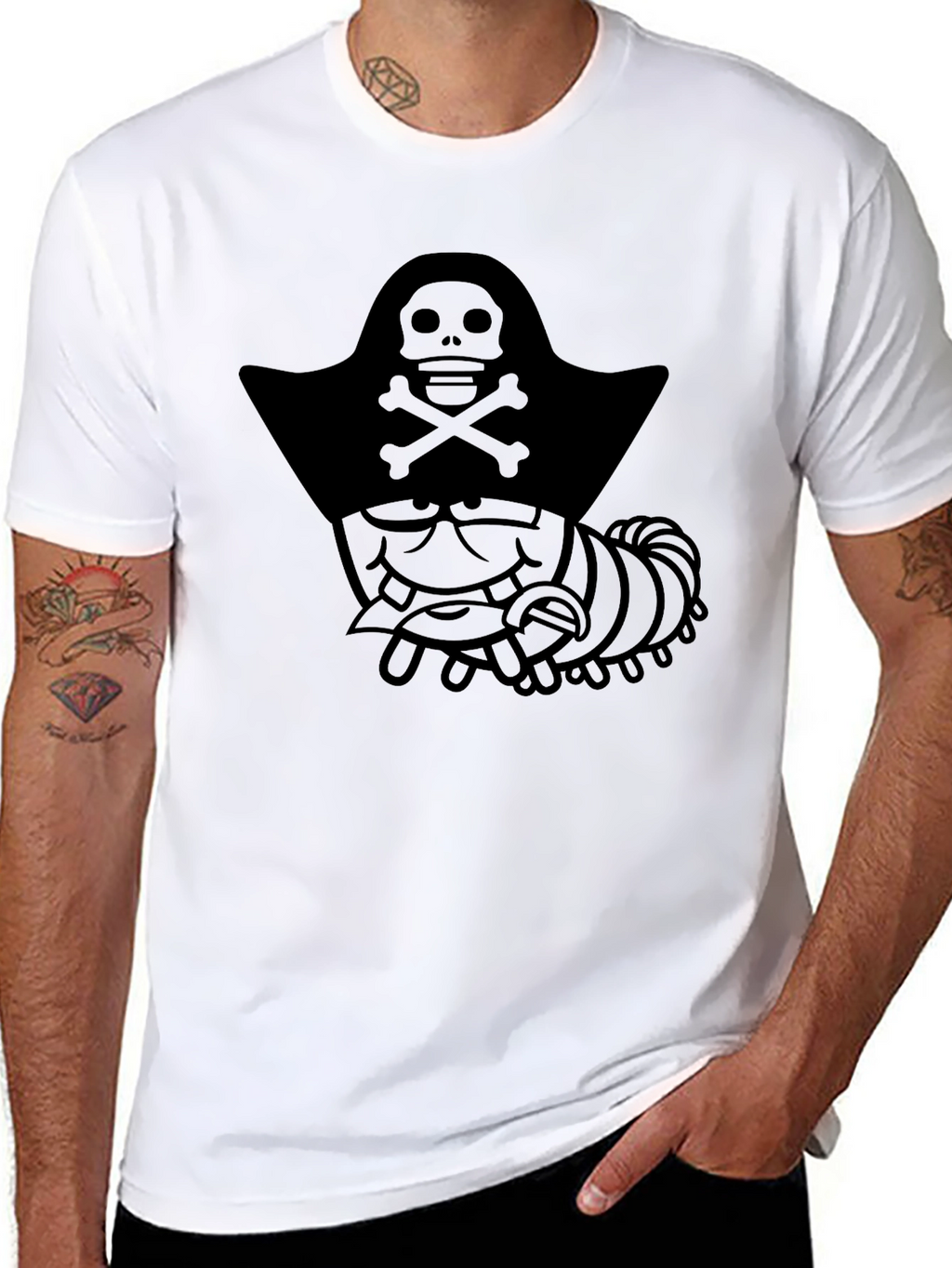 Pirate Caterpillar Black Graphic T-Shirt