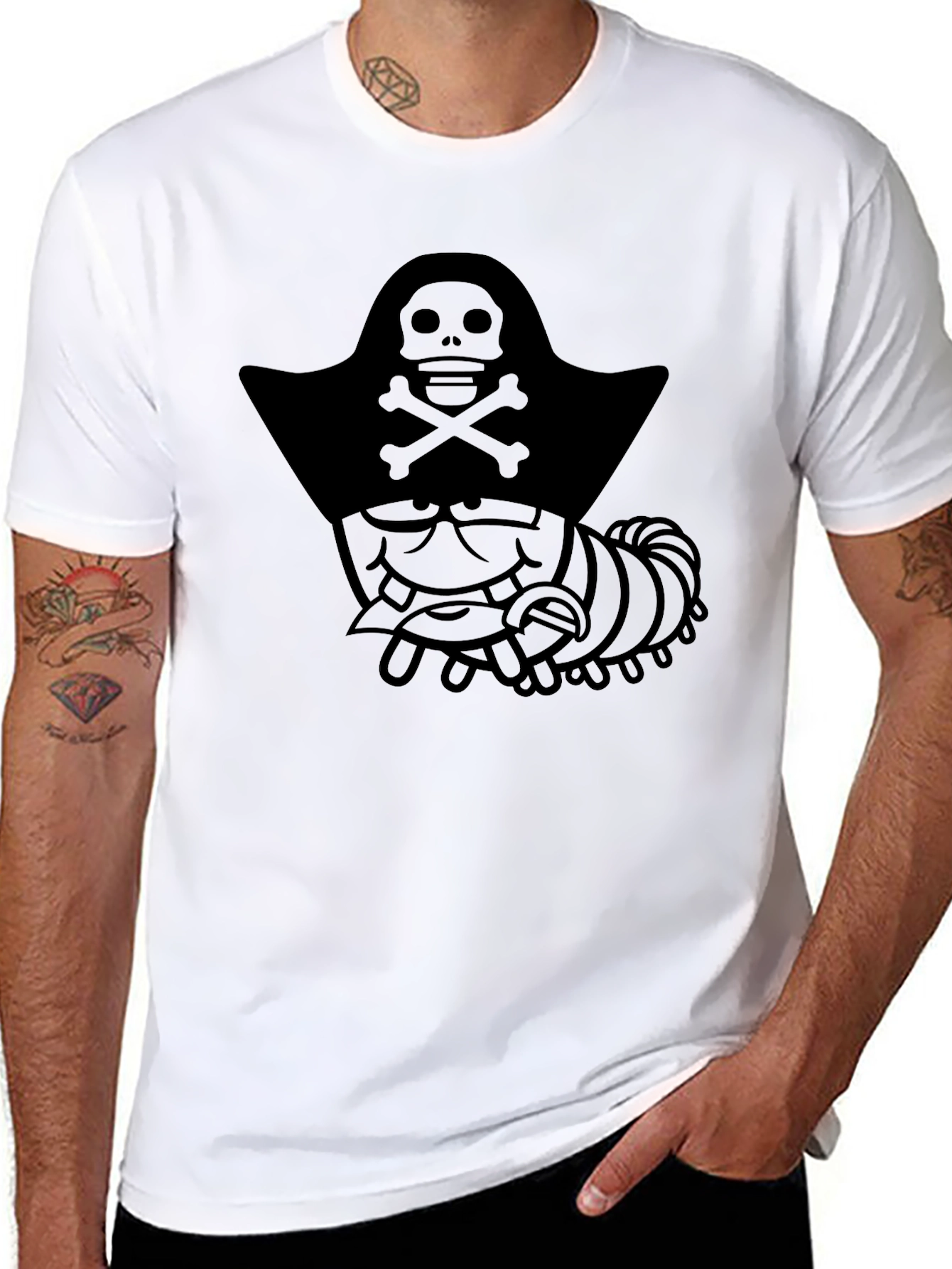 Pirate Caterpillar Black Graphic T-Shirt