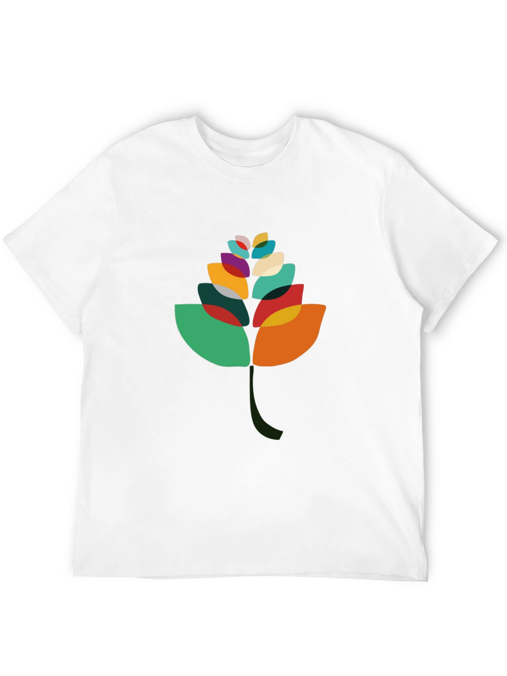 Abstract Leaf Graphic Black T-Shirt