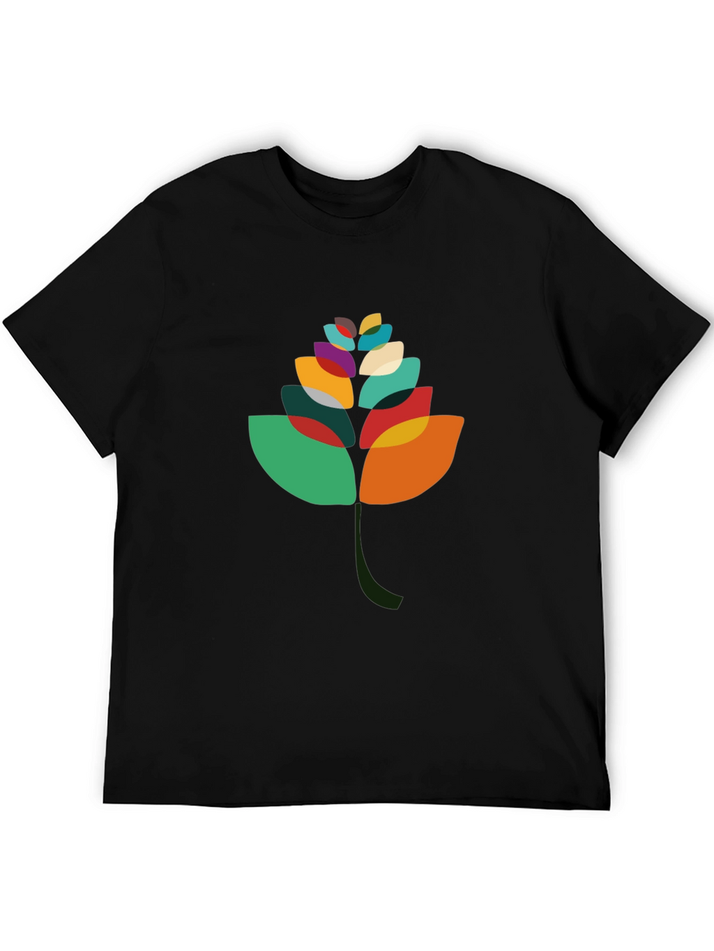 Abstract Leaf Graphic Black T-Shirt