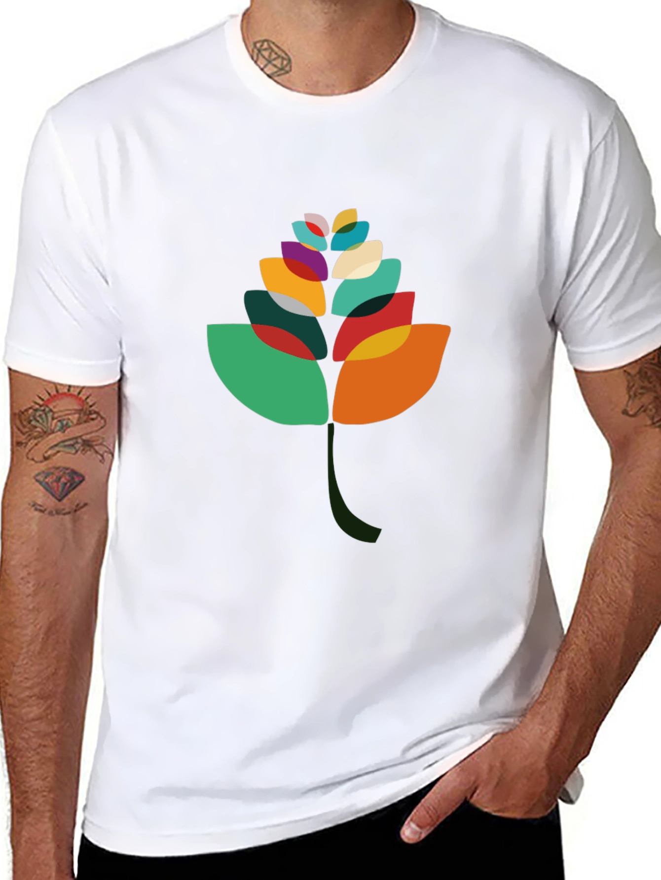 Abstract Leaf Graphic Black T-Shirt