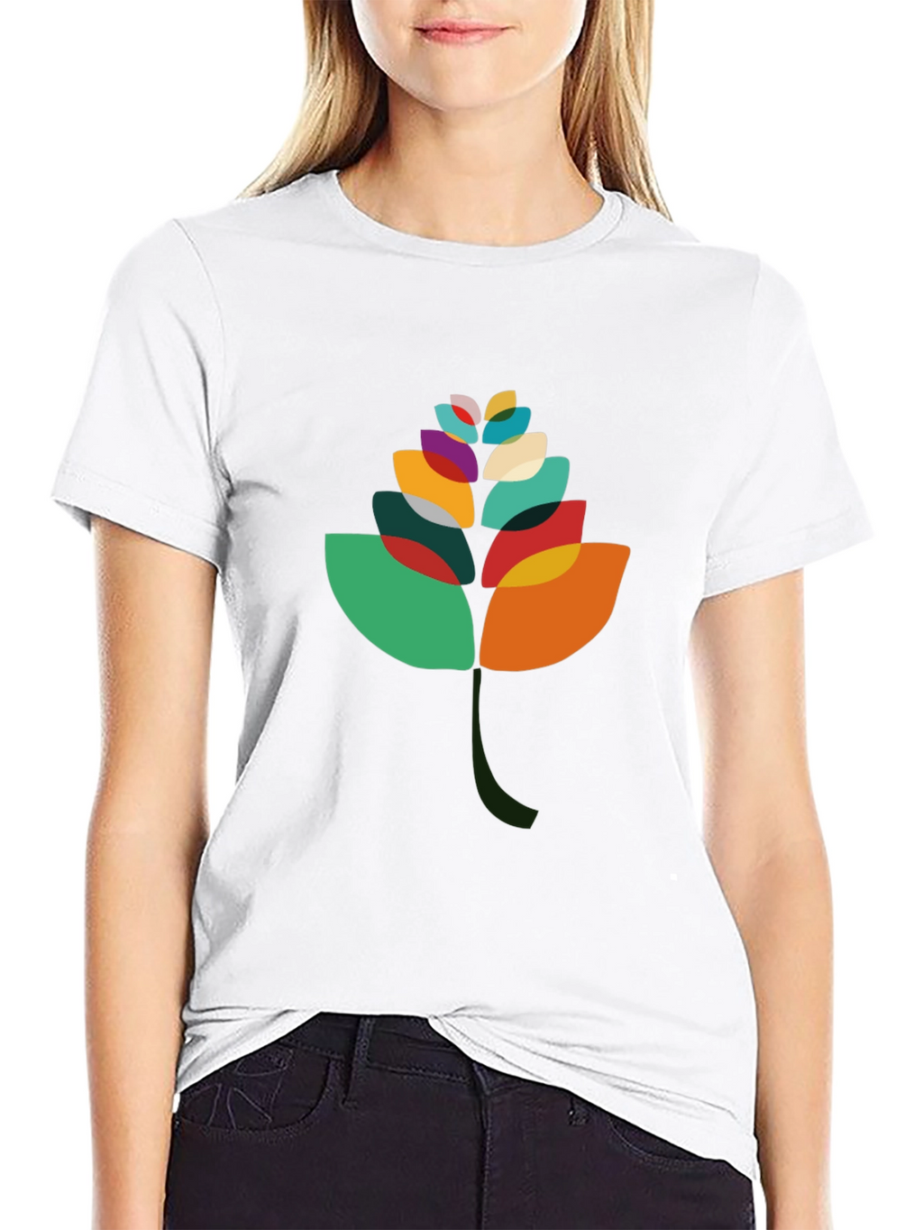 Abstract Leaf Graphic Black T-Shirt