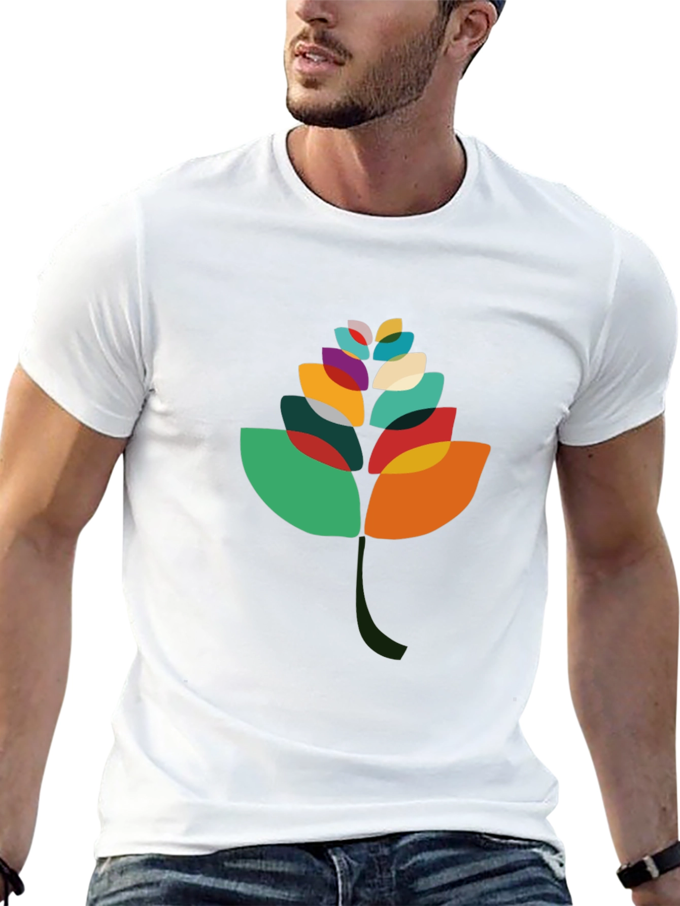 Abstract Leaf Graphic Black T-Shirt