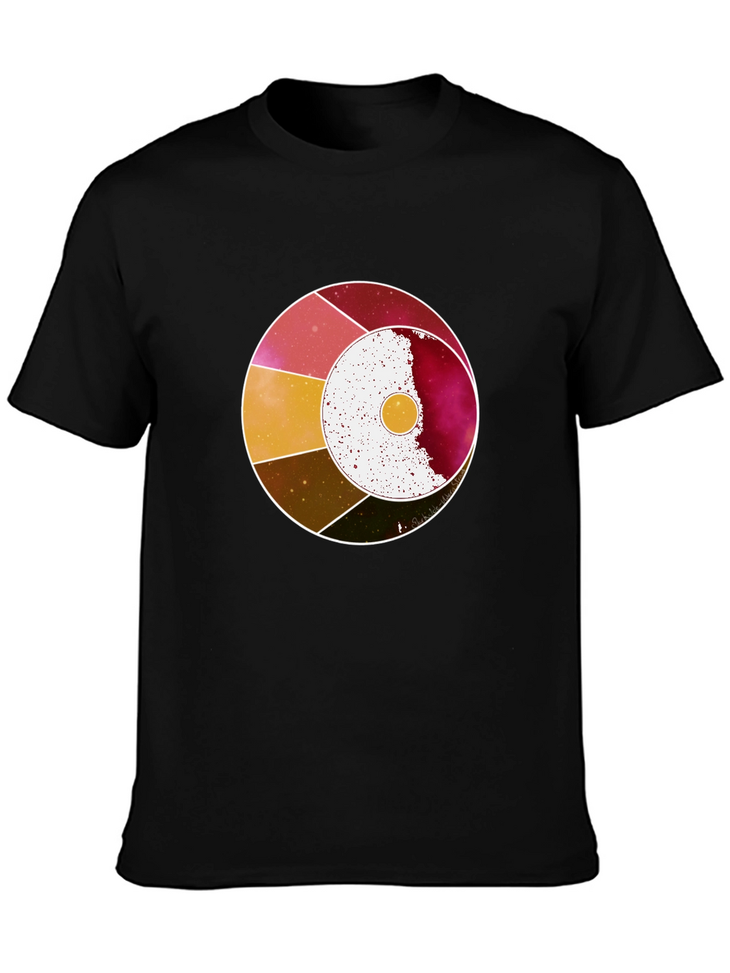 Abstract Celestial Circle Graphic Tee - Black