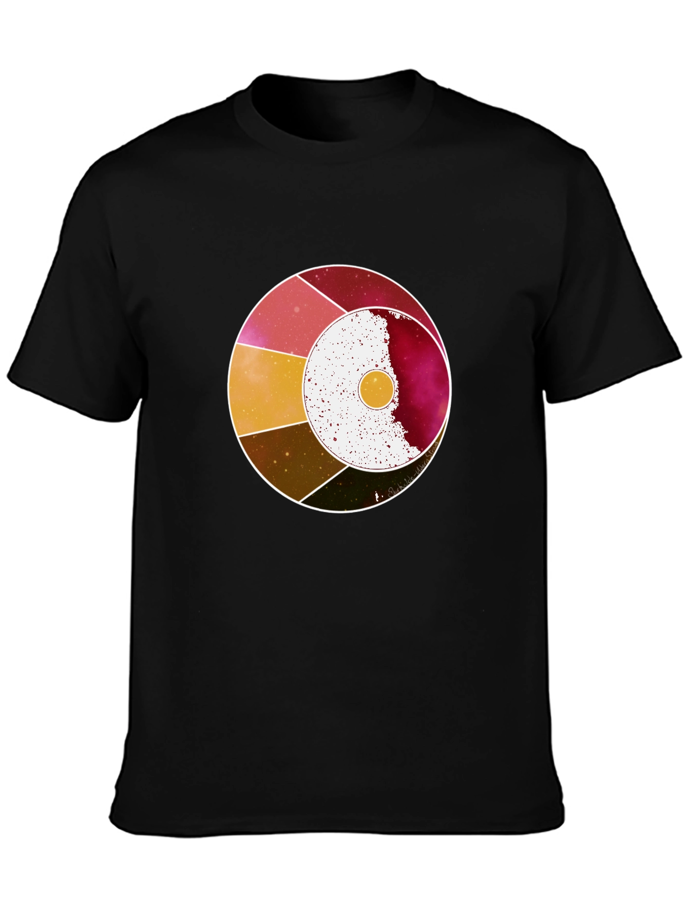 Abstract Celestial Circle Graphic Tee - Black