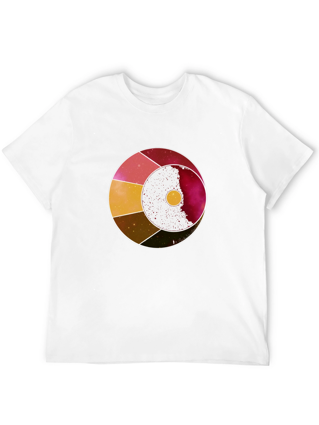 Abstract Celestial Circle Graphic Tee - Black
