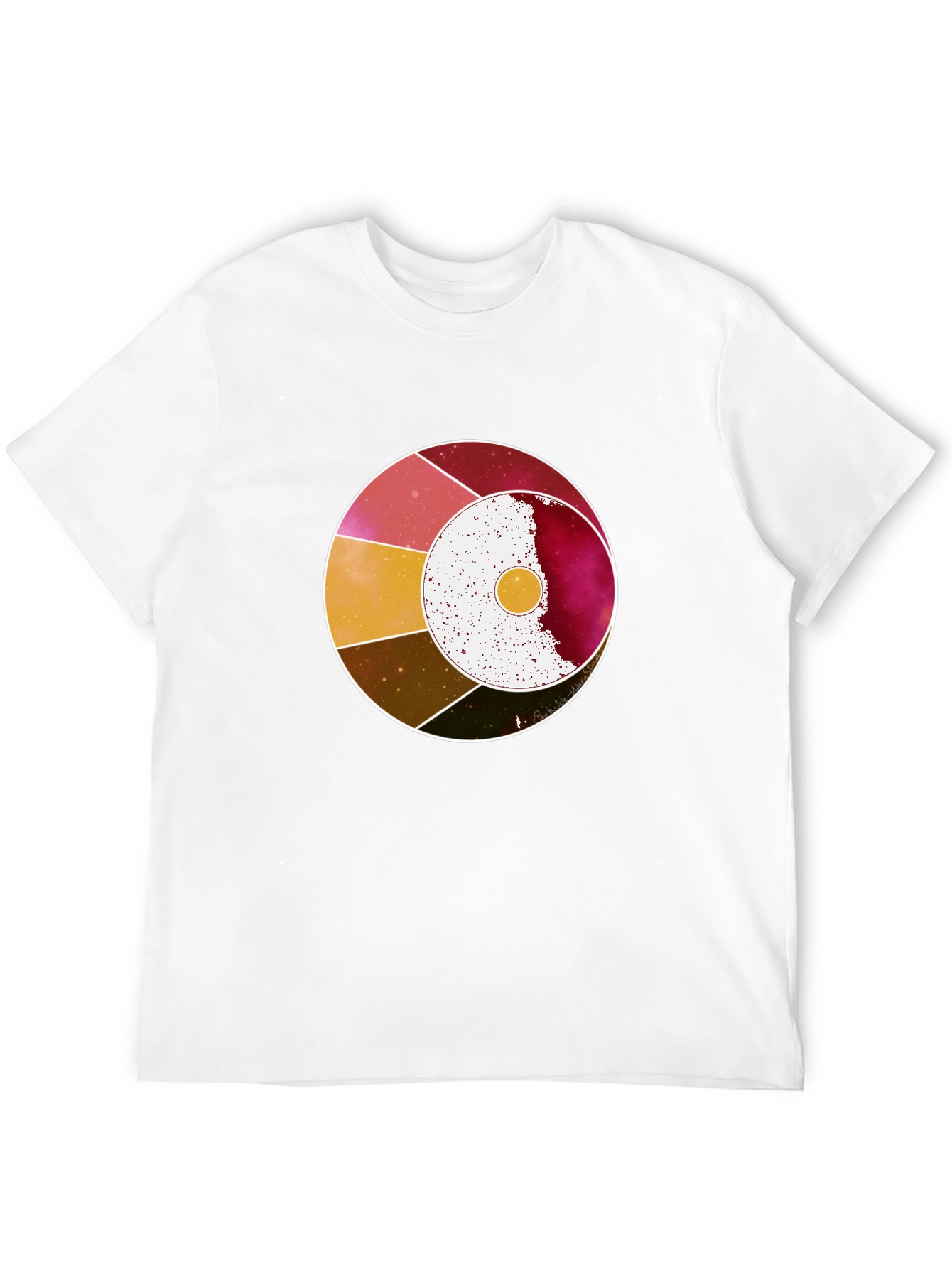 Abstract Celestial Circle Graphic Tee - Black