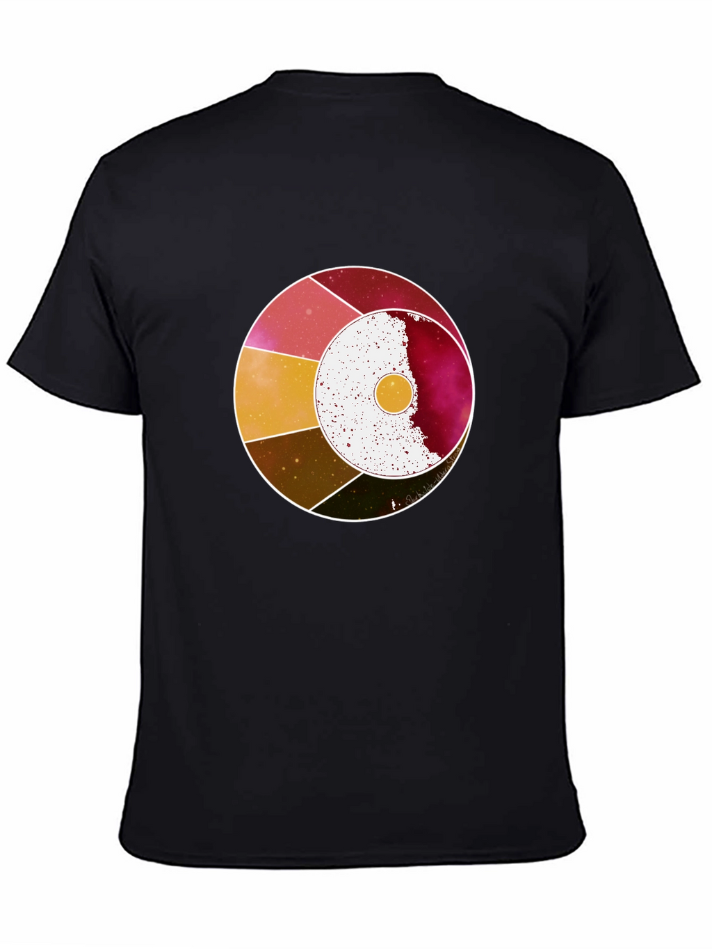 Abstract Celestial Circle Graphic Tee - Black