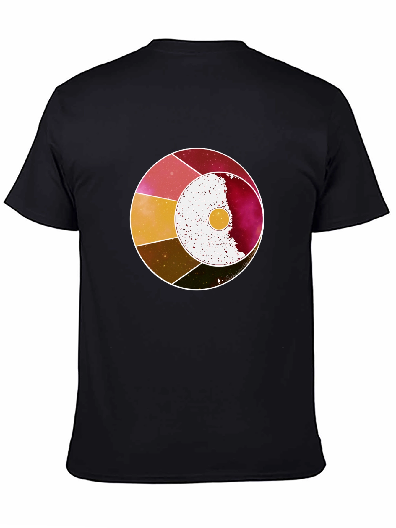 Abstract Celestial Circle Graphic Tee - Black