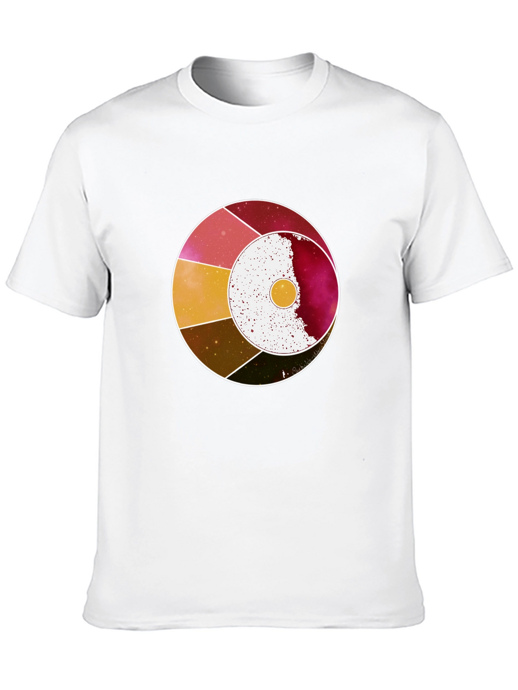Abstract Celestial Circle Graphic Tee - Black