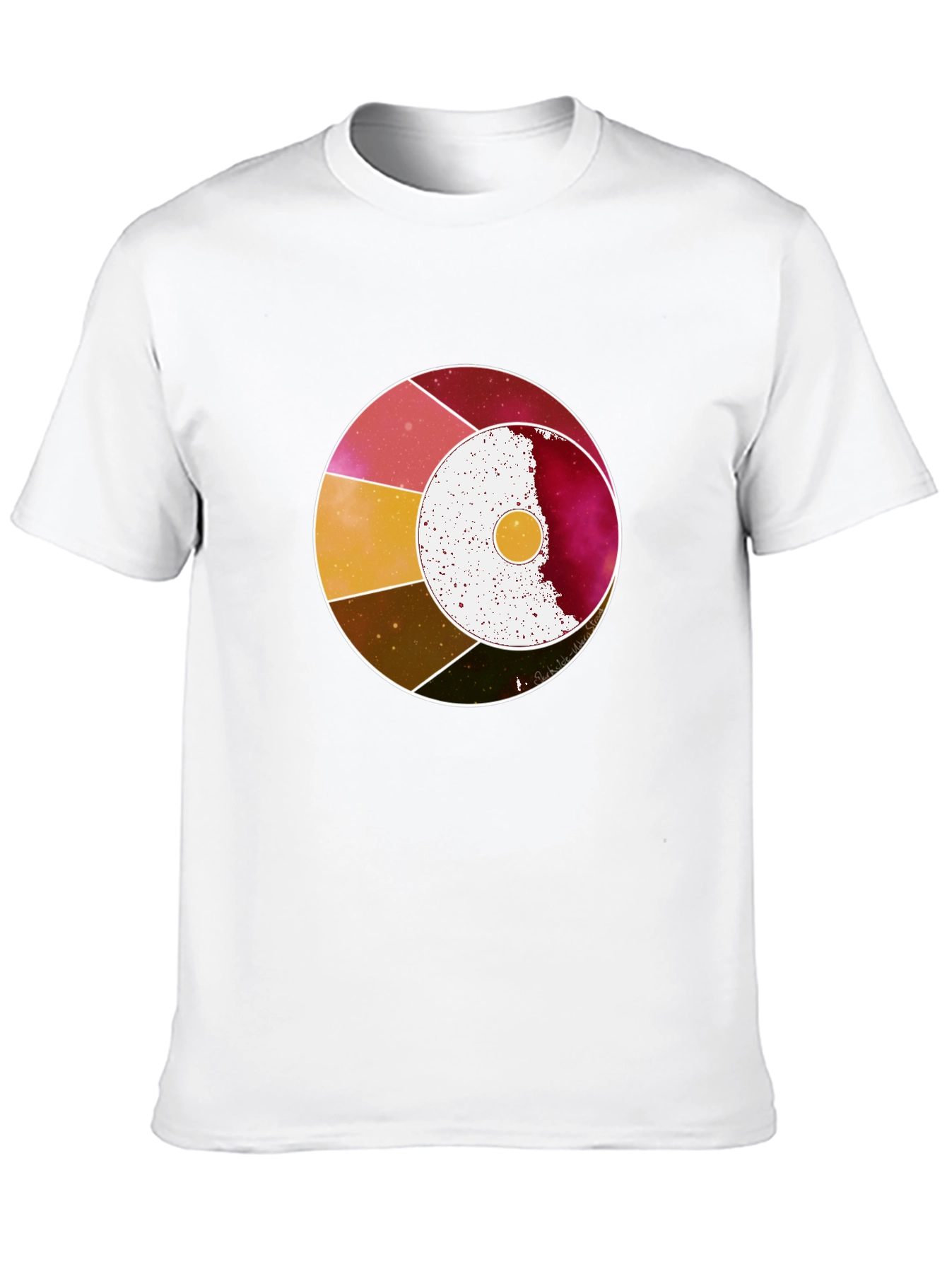 Abstract Celestial Circle Graphic Tee - Black