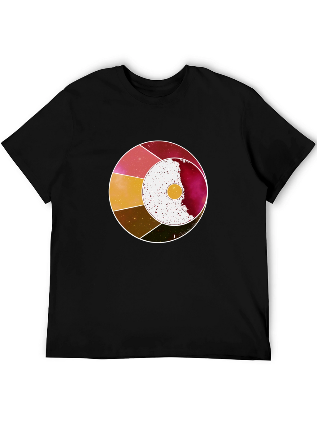 Abstract Celestial Circle Graphic Tee - Black