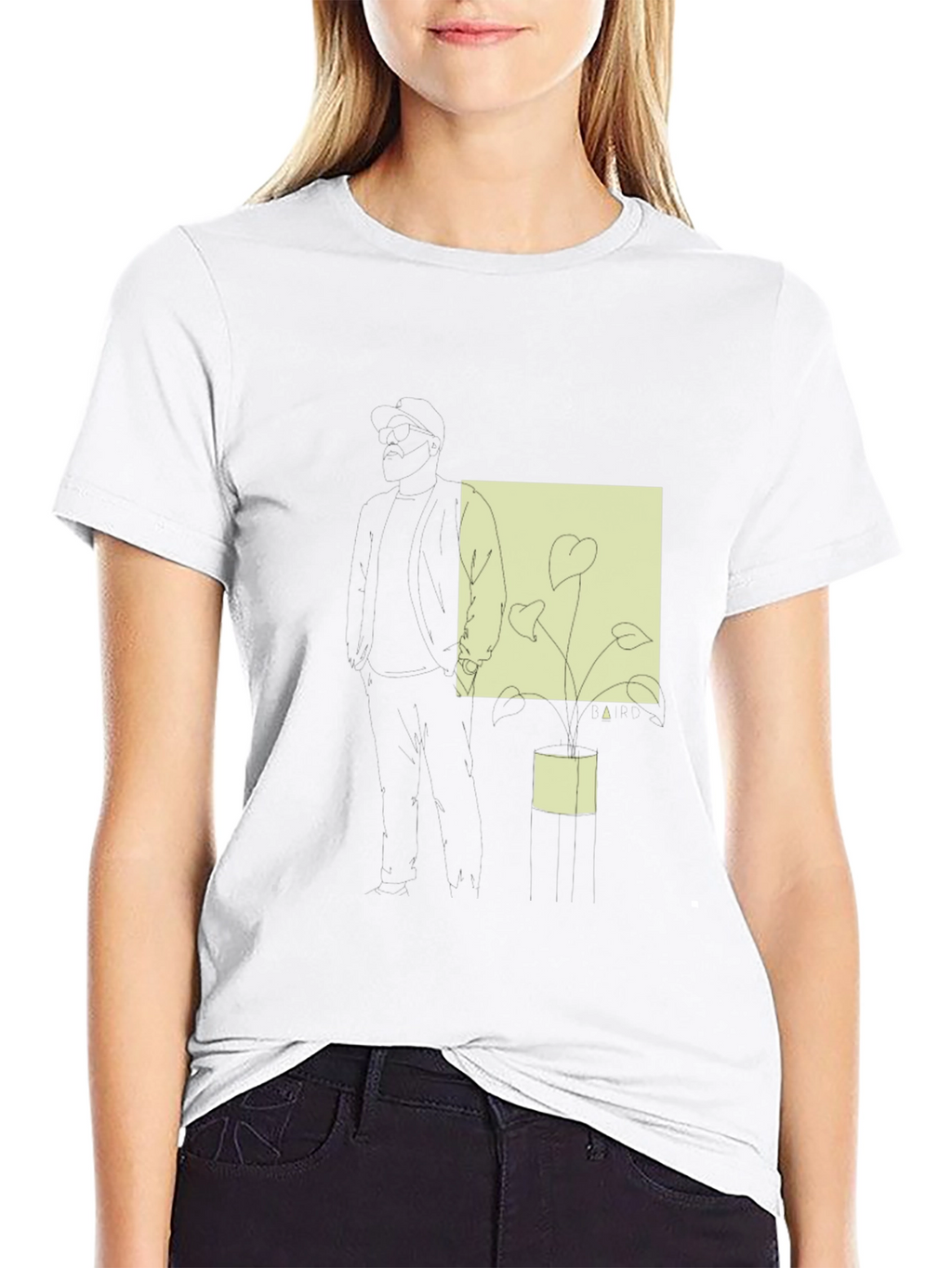 Abstract Plant Print Black T-Shirt