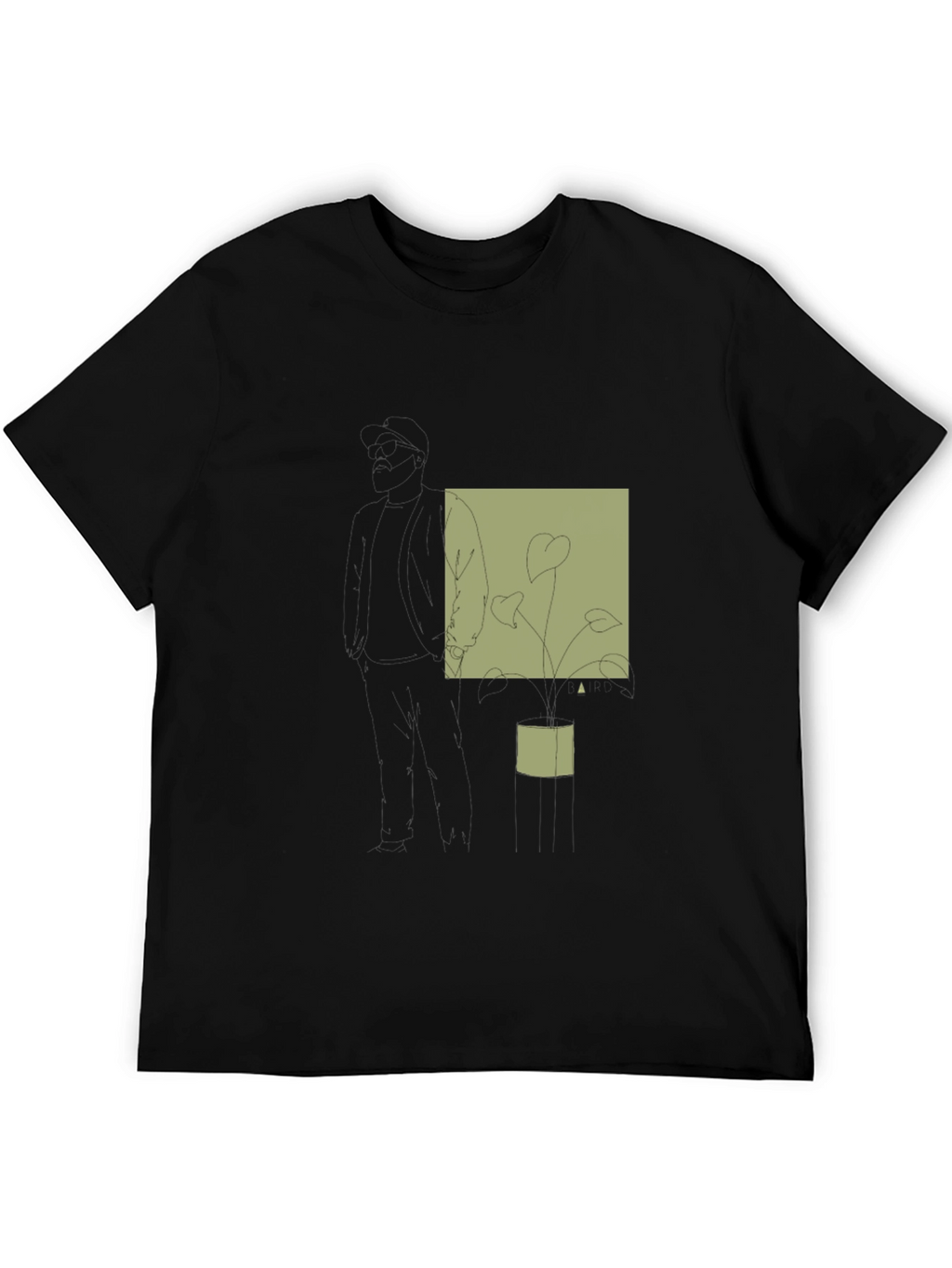 Abstract Plant Print Black T-Shirt