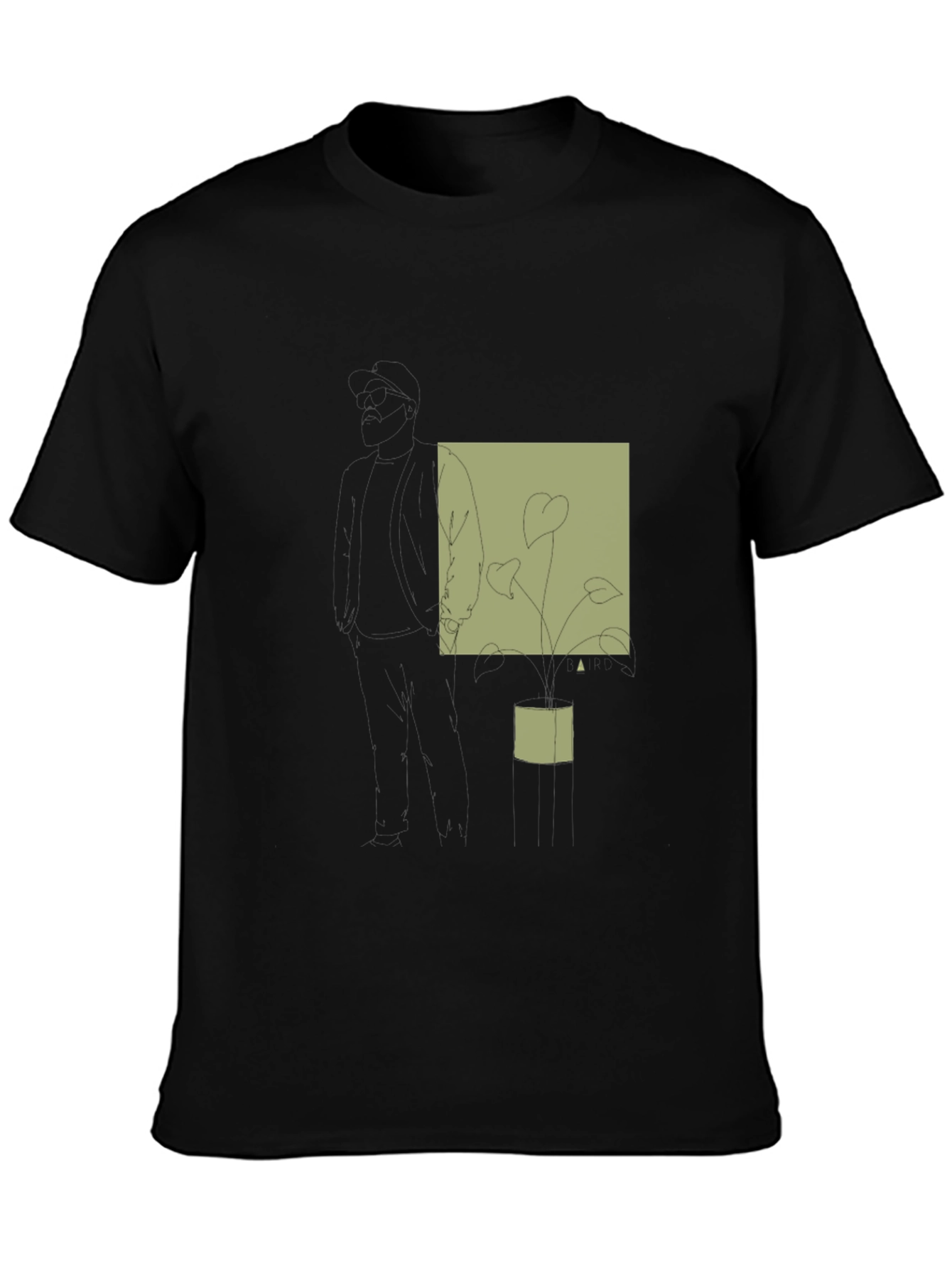 Abstract Plant Print Black T-Shirt