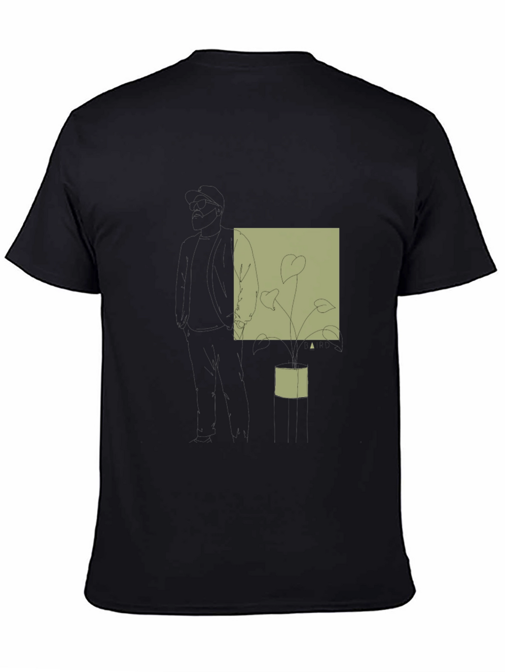 Abstract Plant Print Black T-Shirt