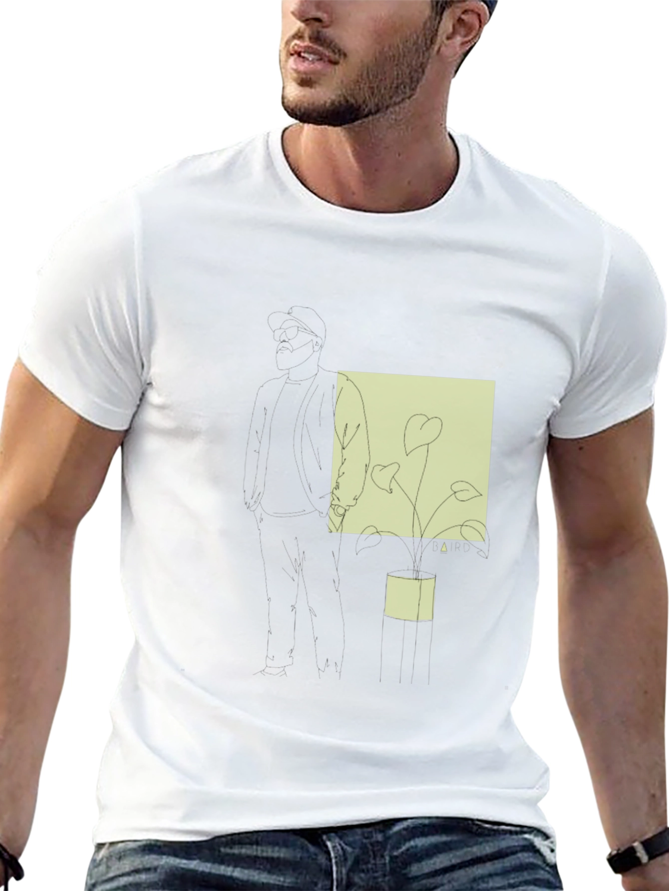 Abstract Plant Print Black T-Shirt