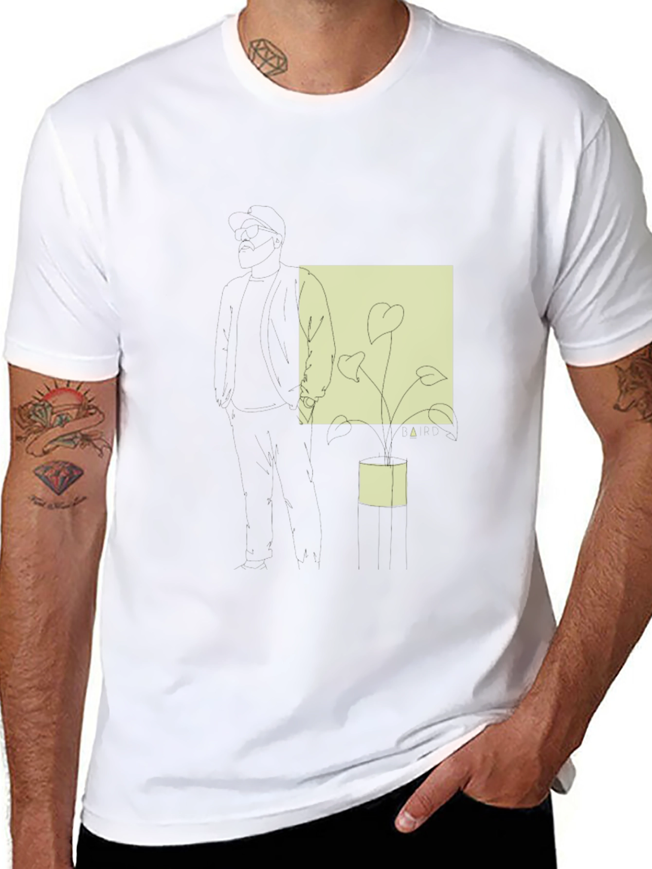Abstract Plant Print Black T-Shirt