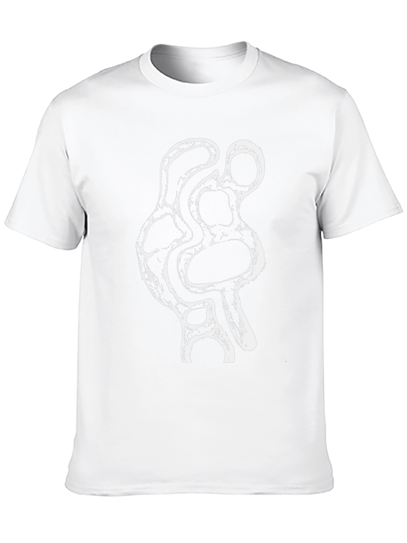 Abstract White Print Black T-Shirt