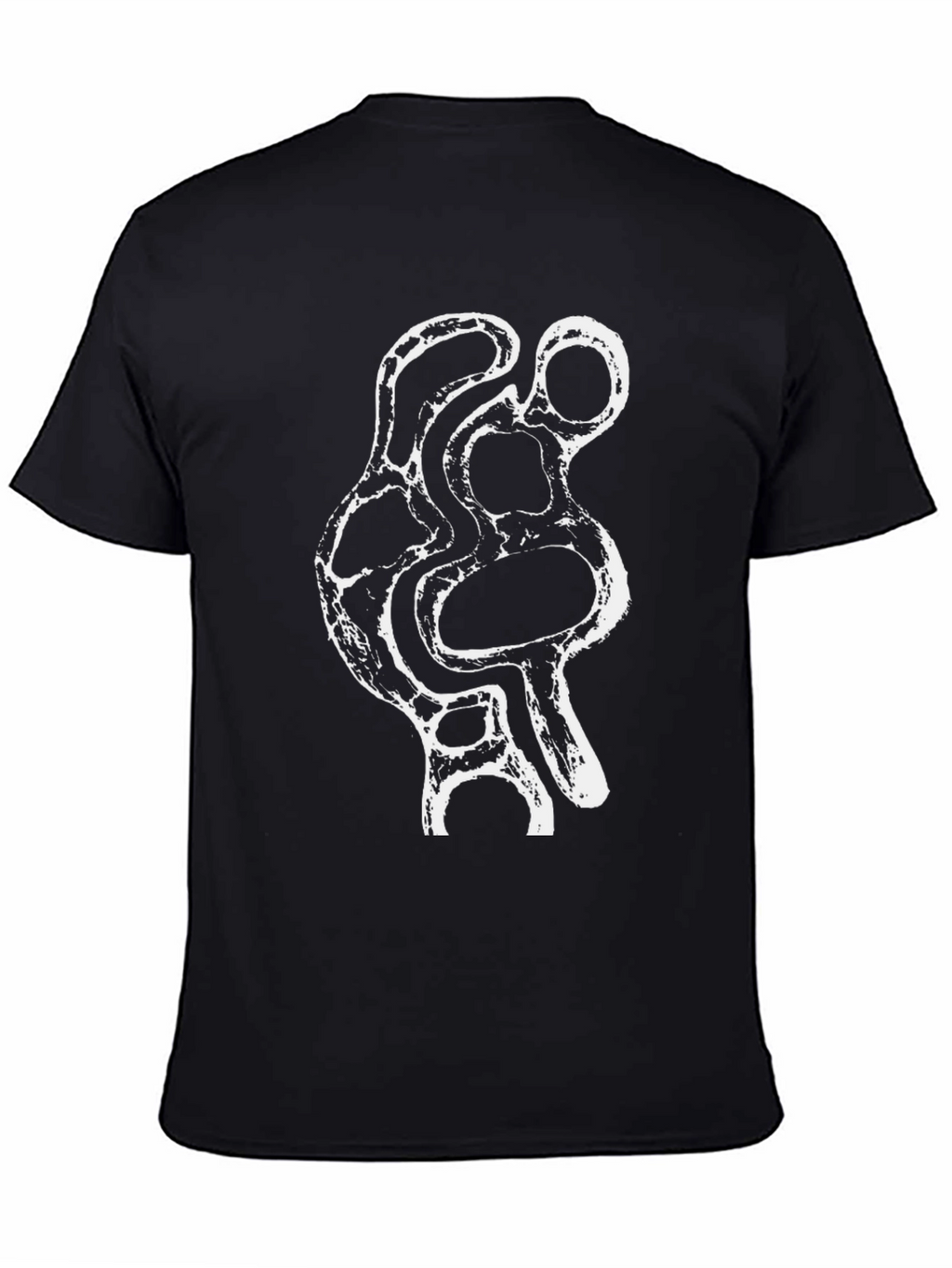 Abstract White Print Black T-Shirt