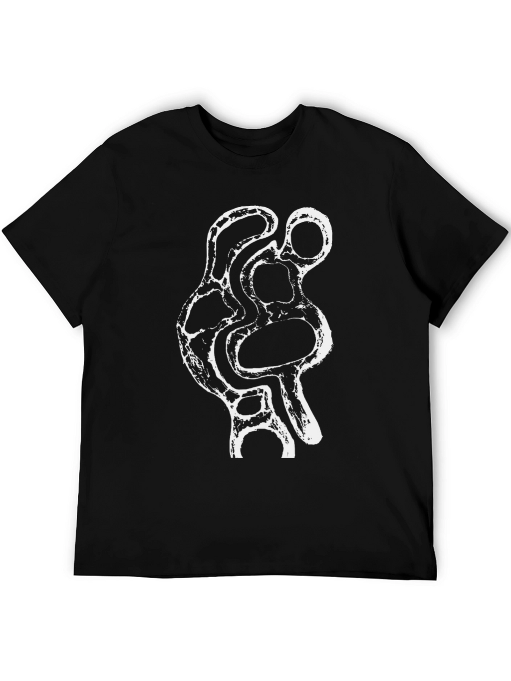 Abstract White Print Black T-Shirt