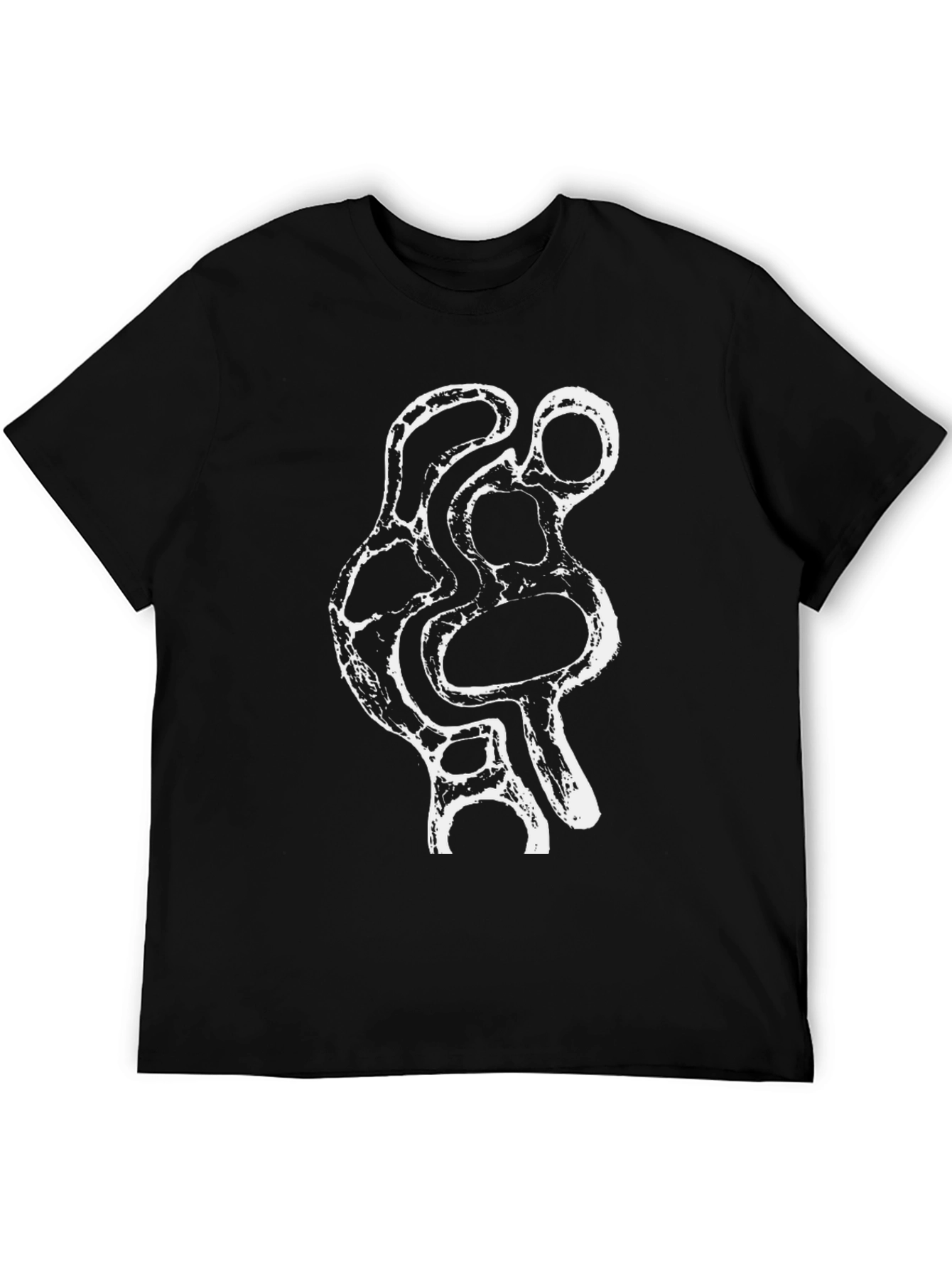 Abstract White Print Black T-Shirt