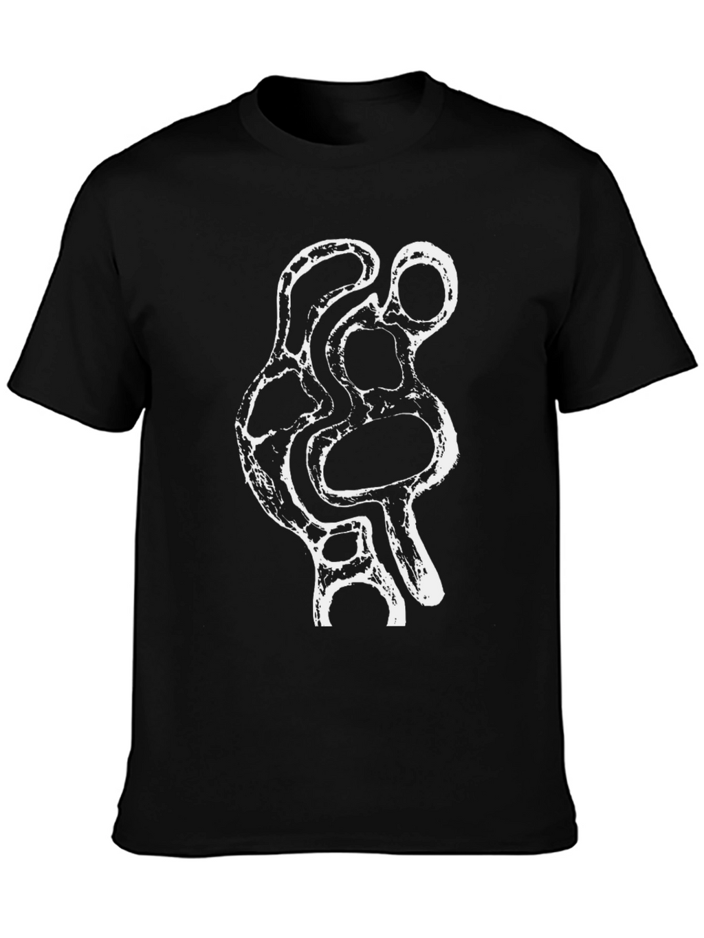 Abstract White Print Black T-Shirt