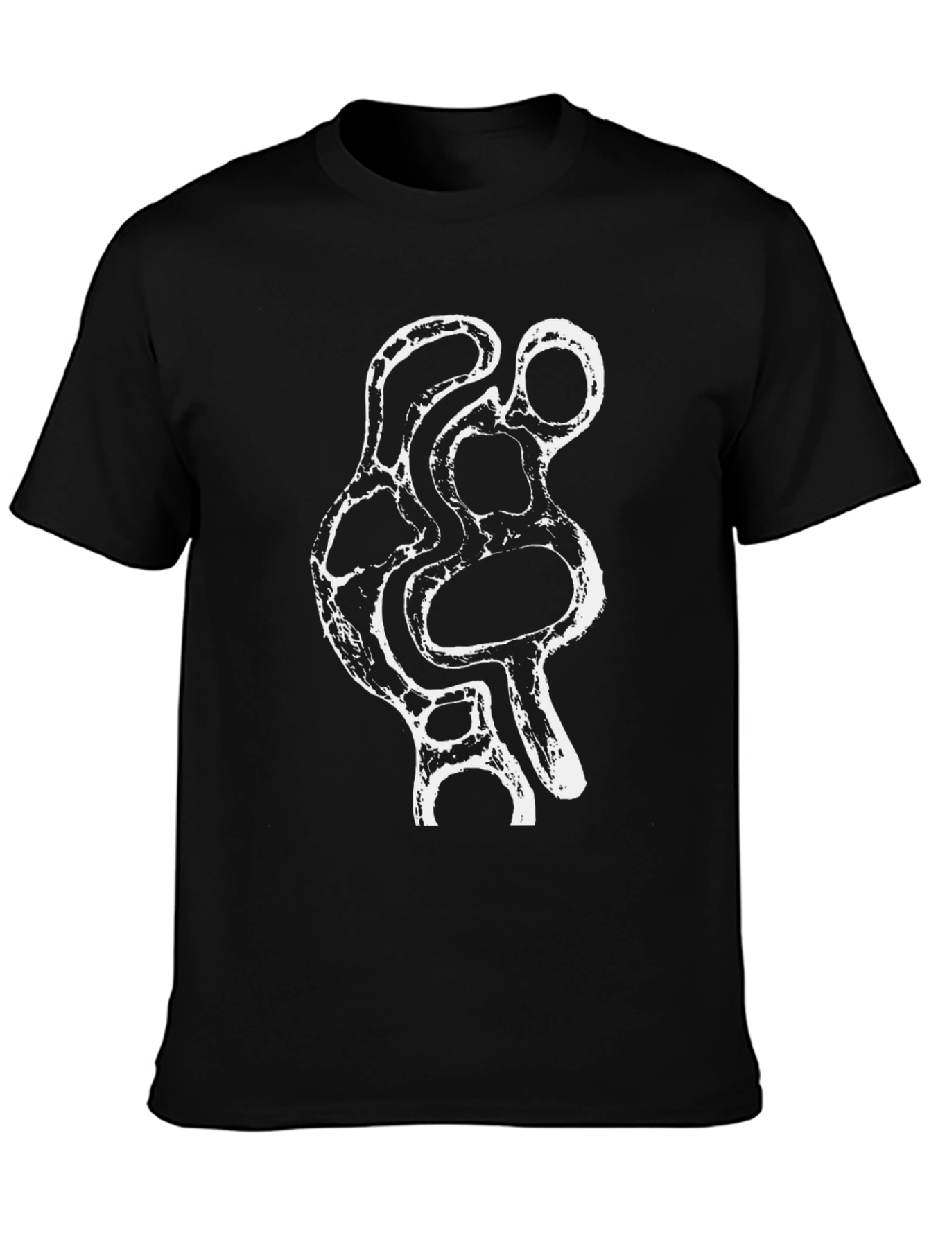 Abstract White Print Black T-Shirt