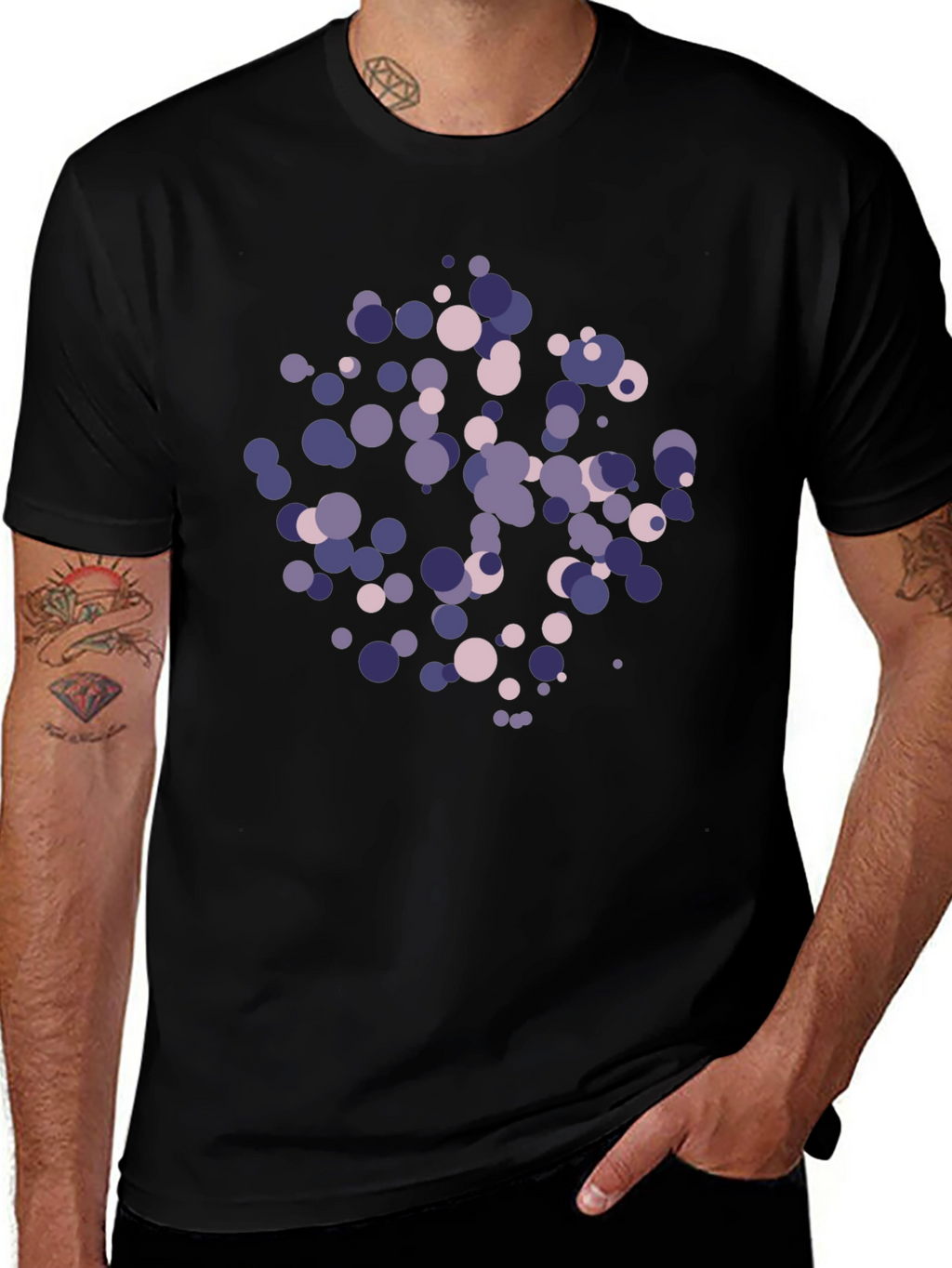 Abstract Circle Pattern Black T-Shirt