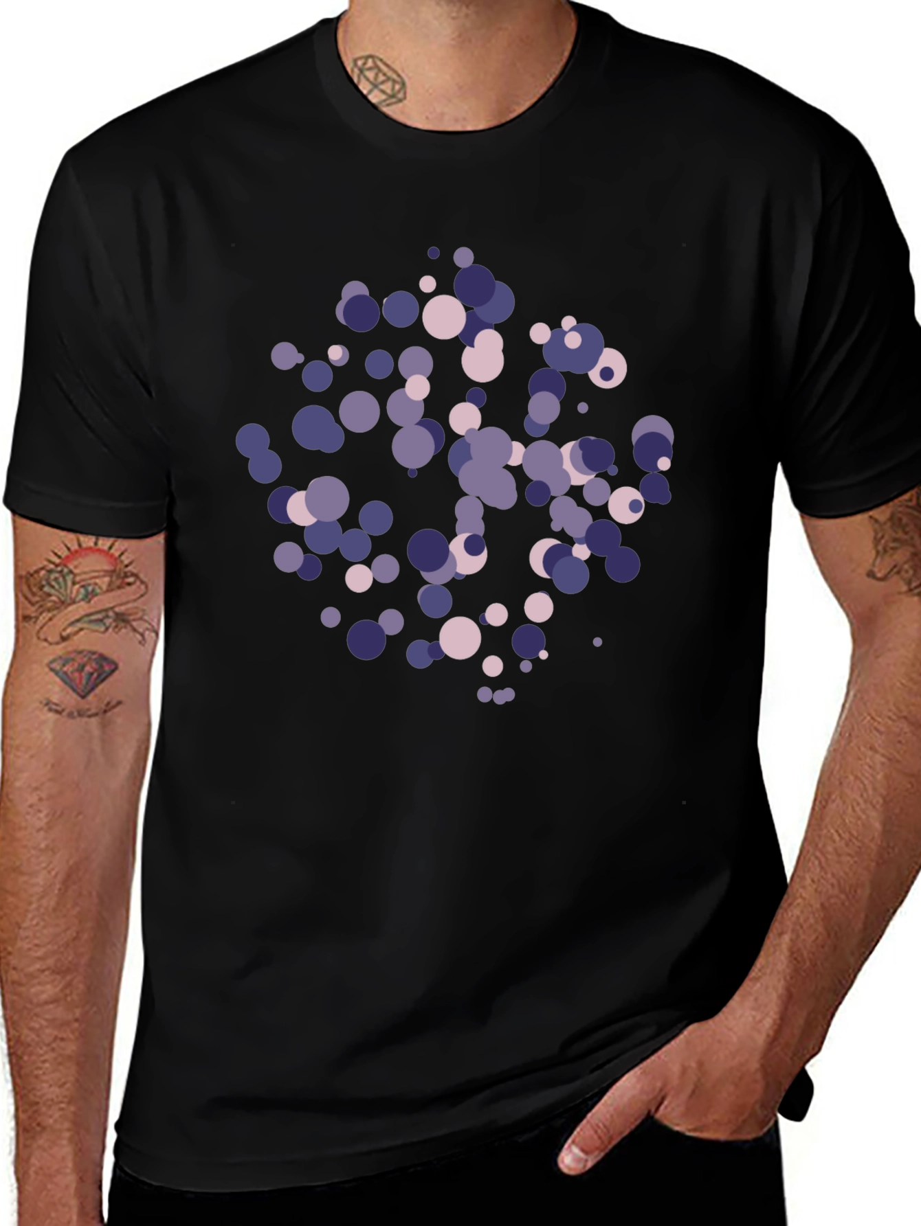 Abstract Circle Pattern Black T-Shirt