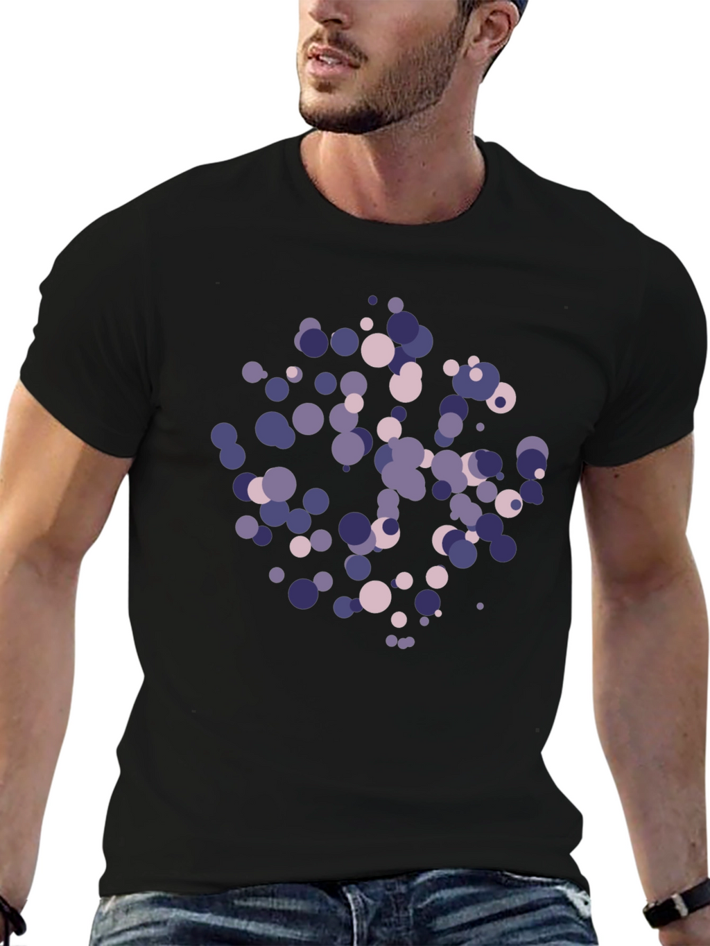 Abstract Circle Pattern Black T-Shirt