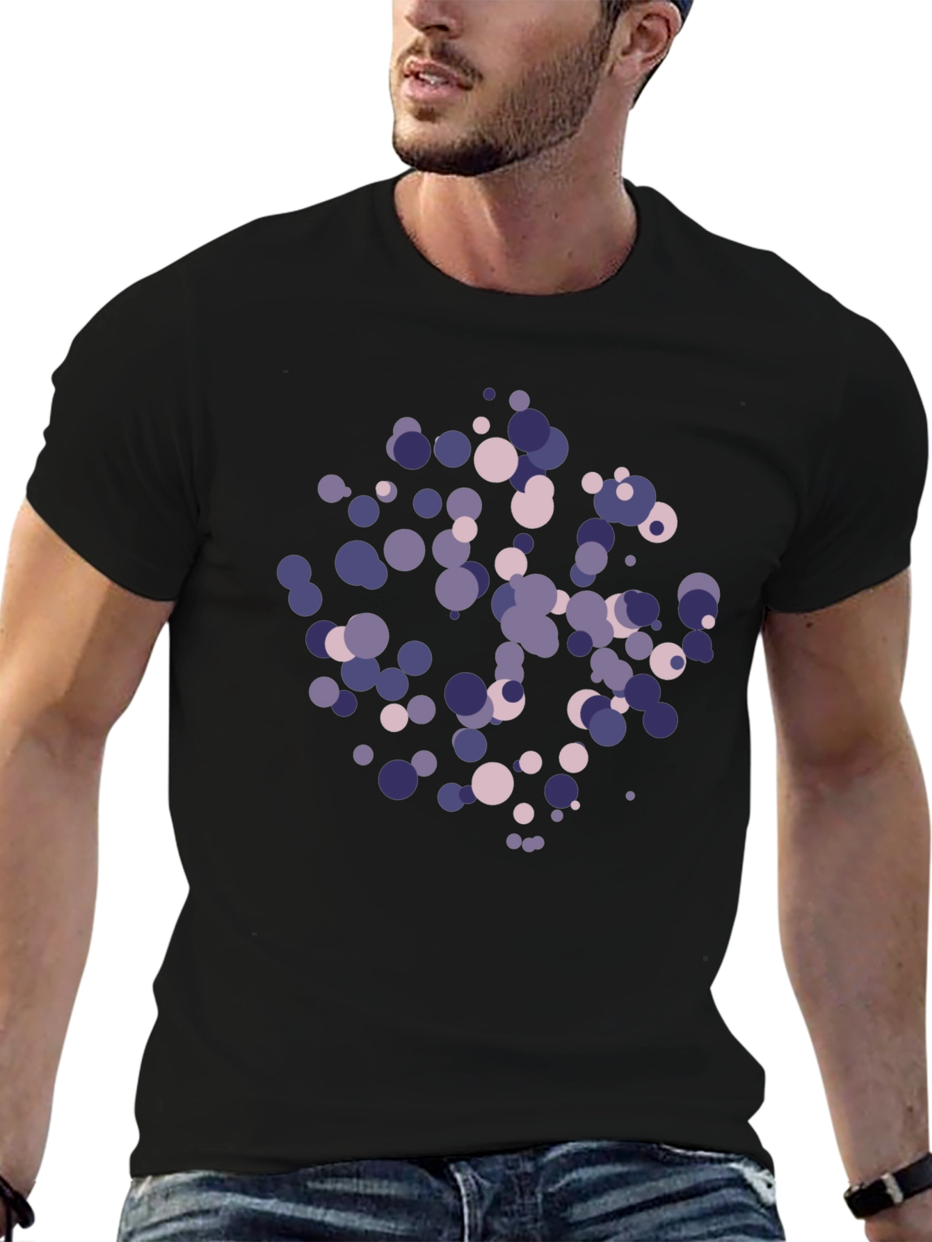 Abstract Circle Pattern Black T-Shirt