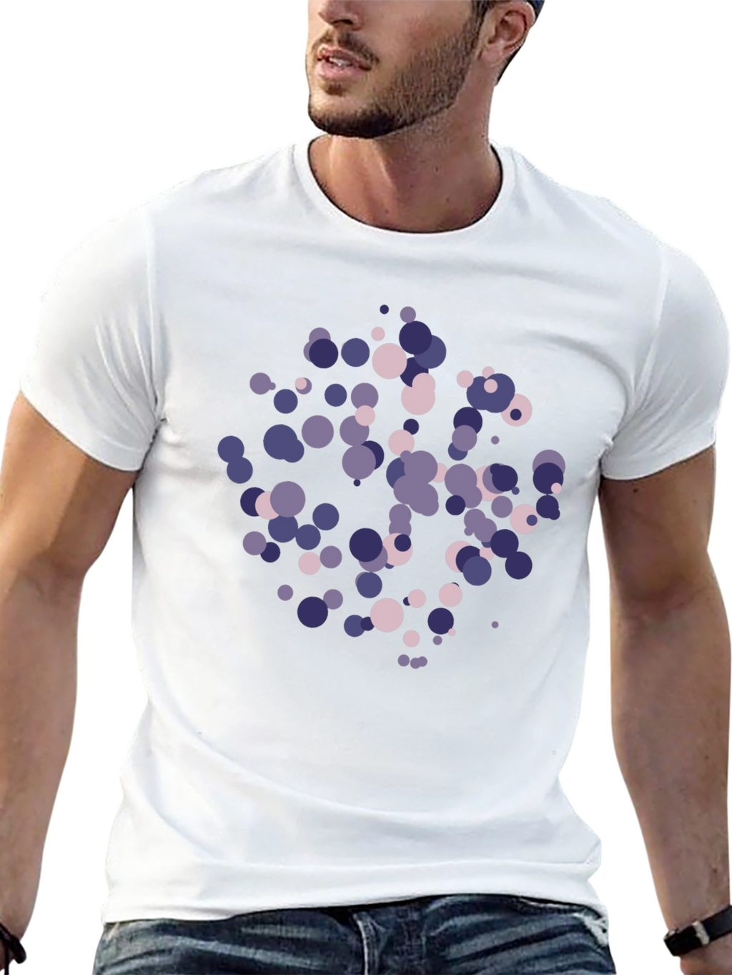 Abstract Circle Pattern Black T-Shirt